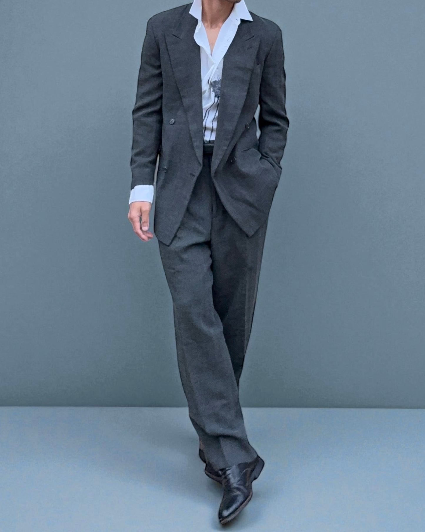 Emporio Armani 1990s Double-Breasted Wool Suit - Size S Jacket / 30" Waist