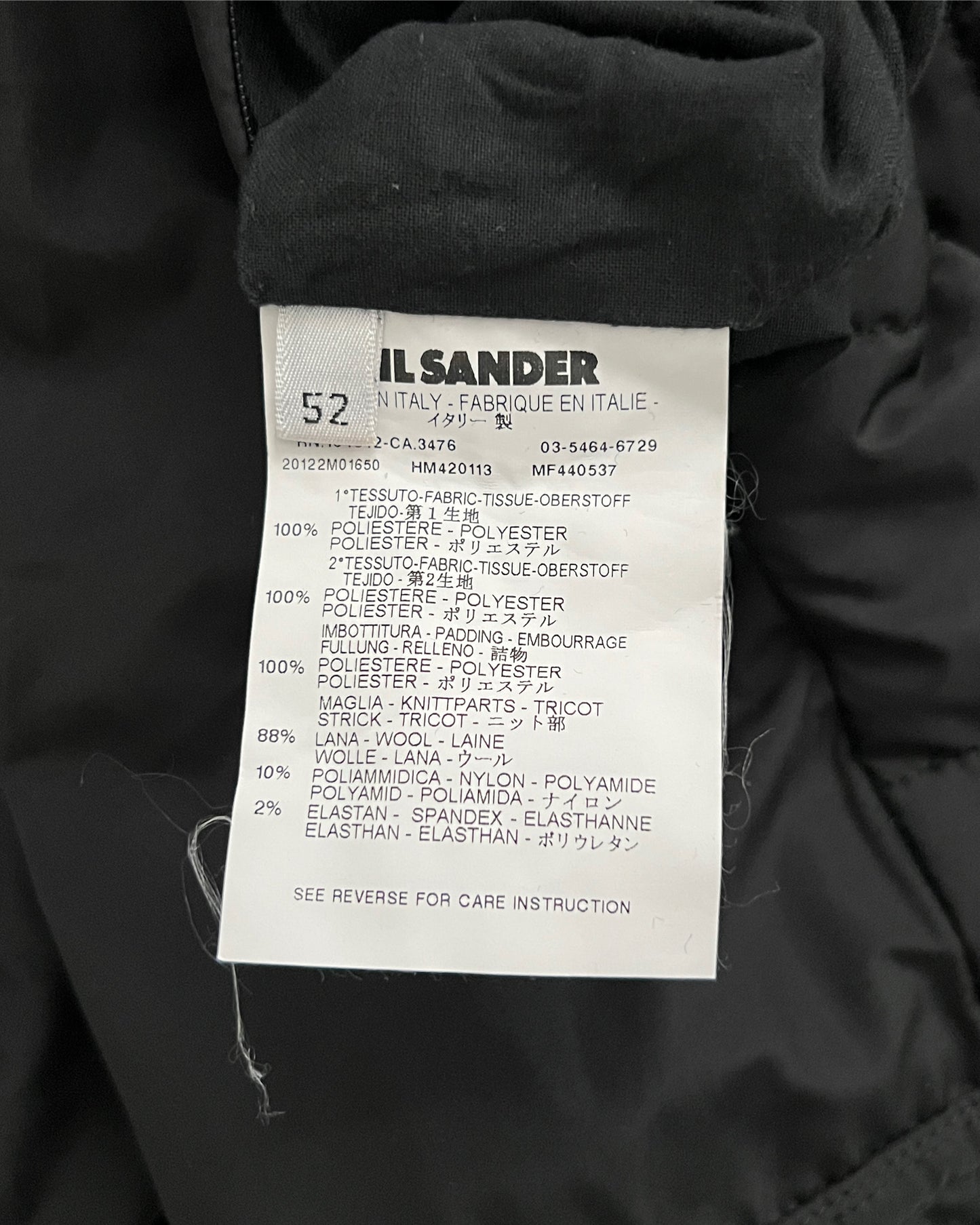 Jil Sander by Raf Simons AW2012 Insulated Bomber Jacket - Size M
