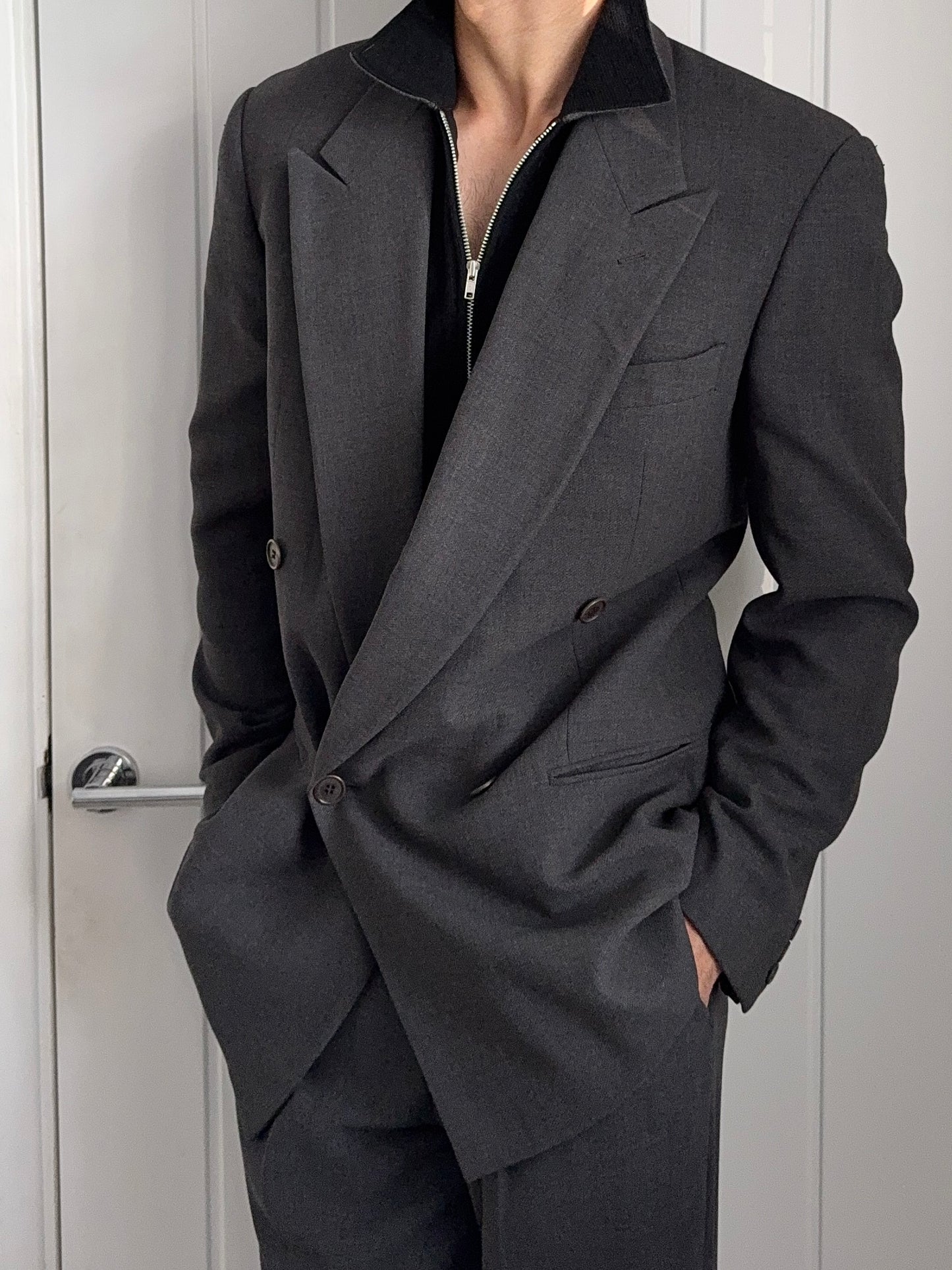 Giorgio Armani 1990s Double-Breasted Pleated Wool Suit - Size M Jacket / 32" Waist