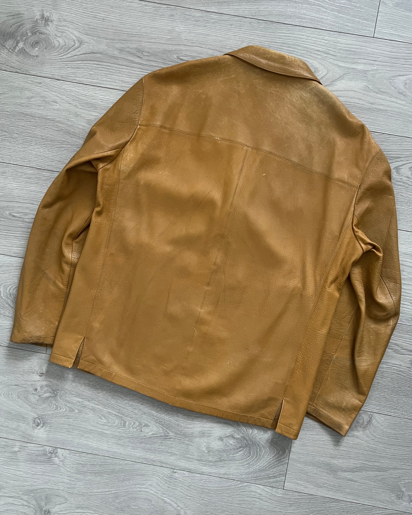 Prada Mainline AW2003 Tan Leather Jacket - Size M