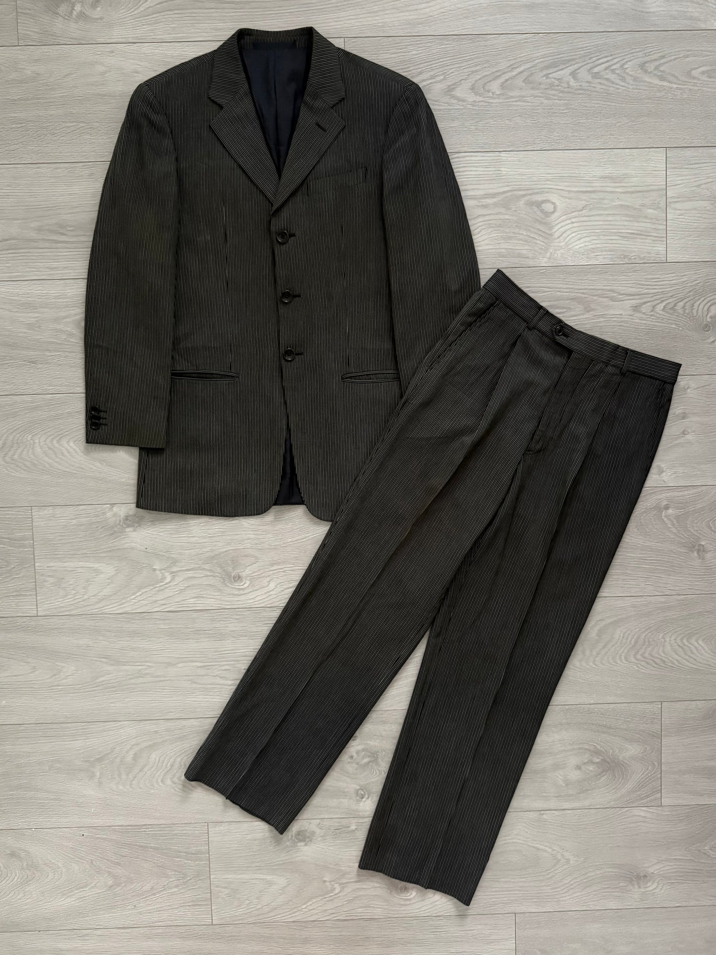 Armani 1990s Striped Wool Suit - Size S Jacket / 30" Waist