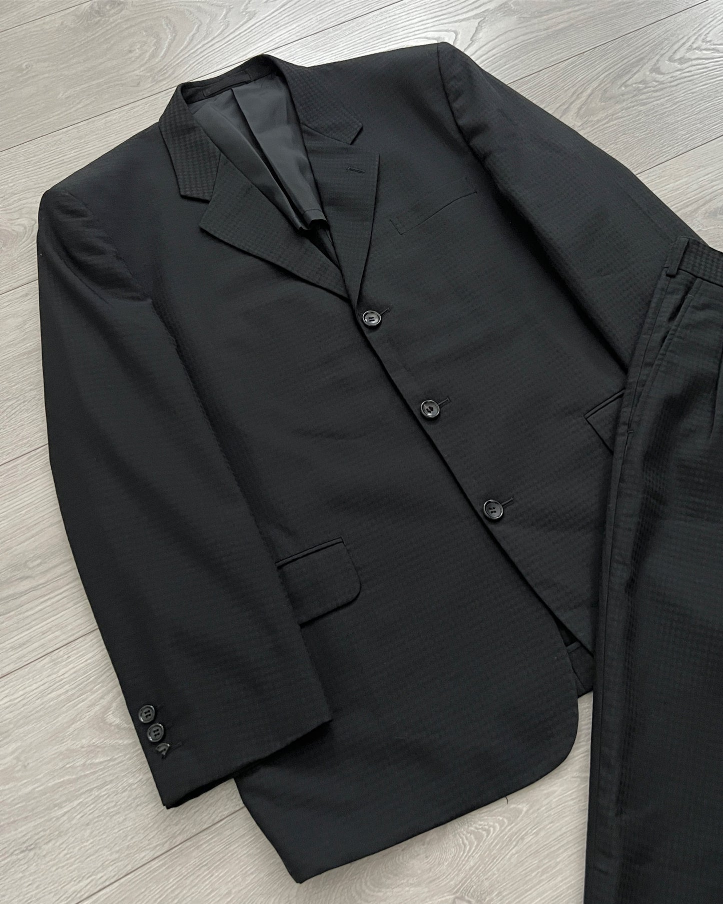 Comme Des Garcons Homme AW2001 Pleated Patterned Suit - Size L Jacket / 32 Waist