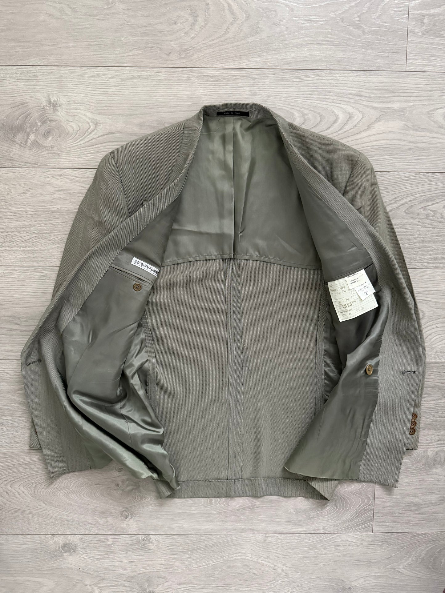 Emporio Armani 1990s Double-Breasted Wool Grey Suit - Size M Jacket / 30" Waist