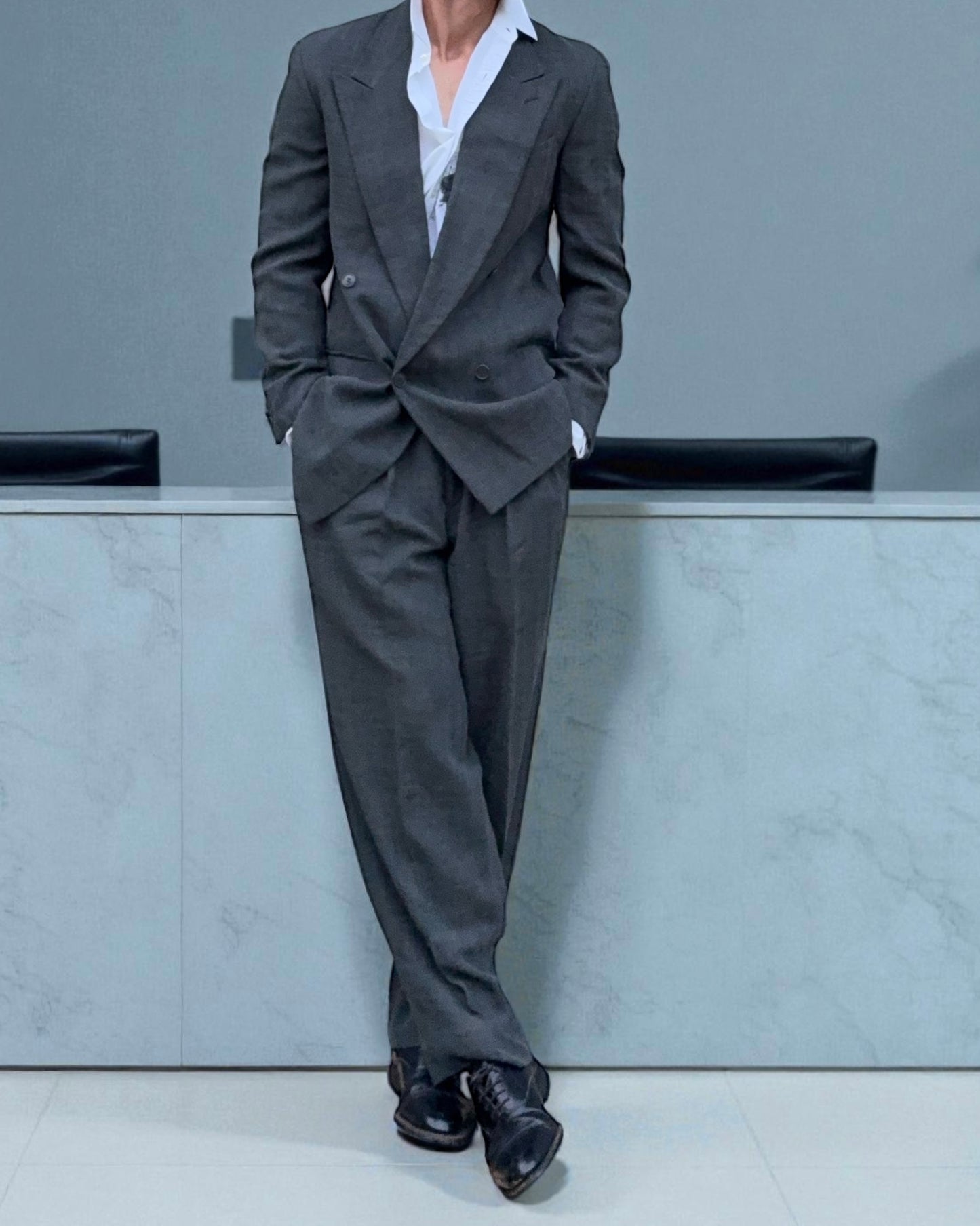 Emporio Armani 1990s Double-Breasted Wool Suit - Size S Jacket / 30" Waist