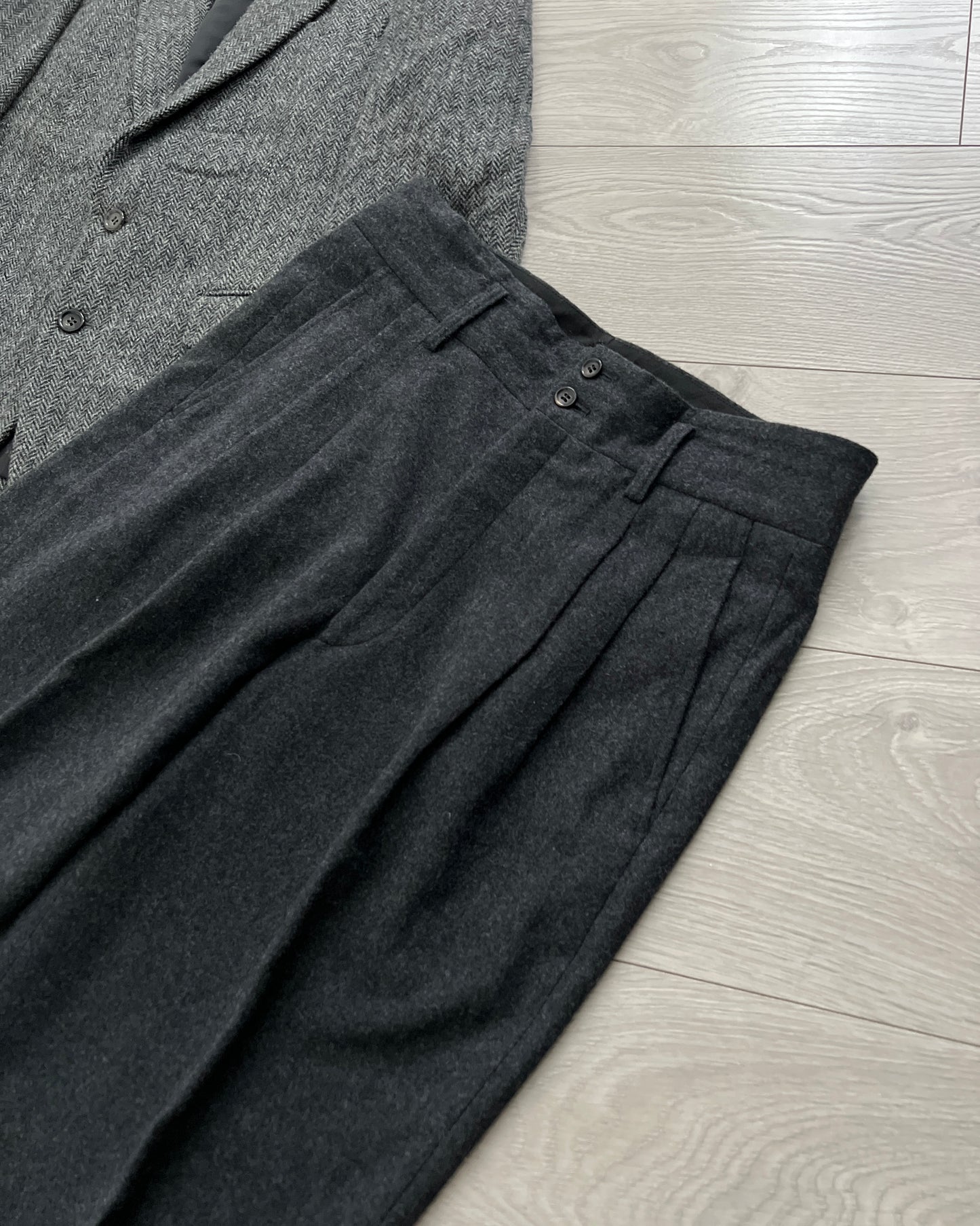 Comme Des Garcons Homme 1990s Wool Herringbone Suit - M Jacket / 32" Waist