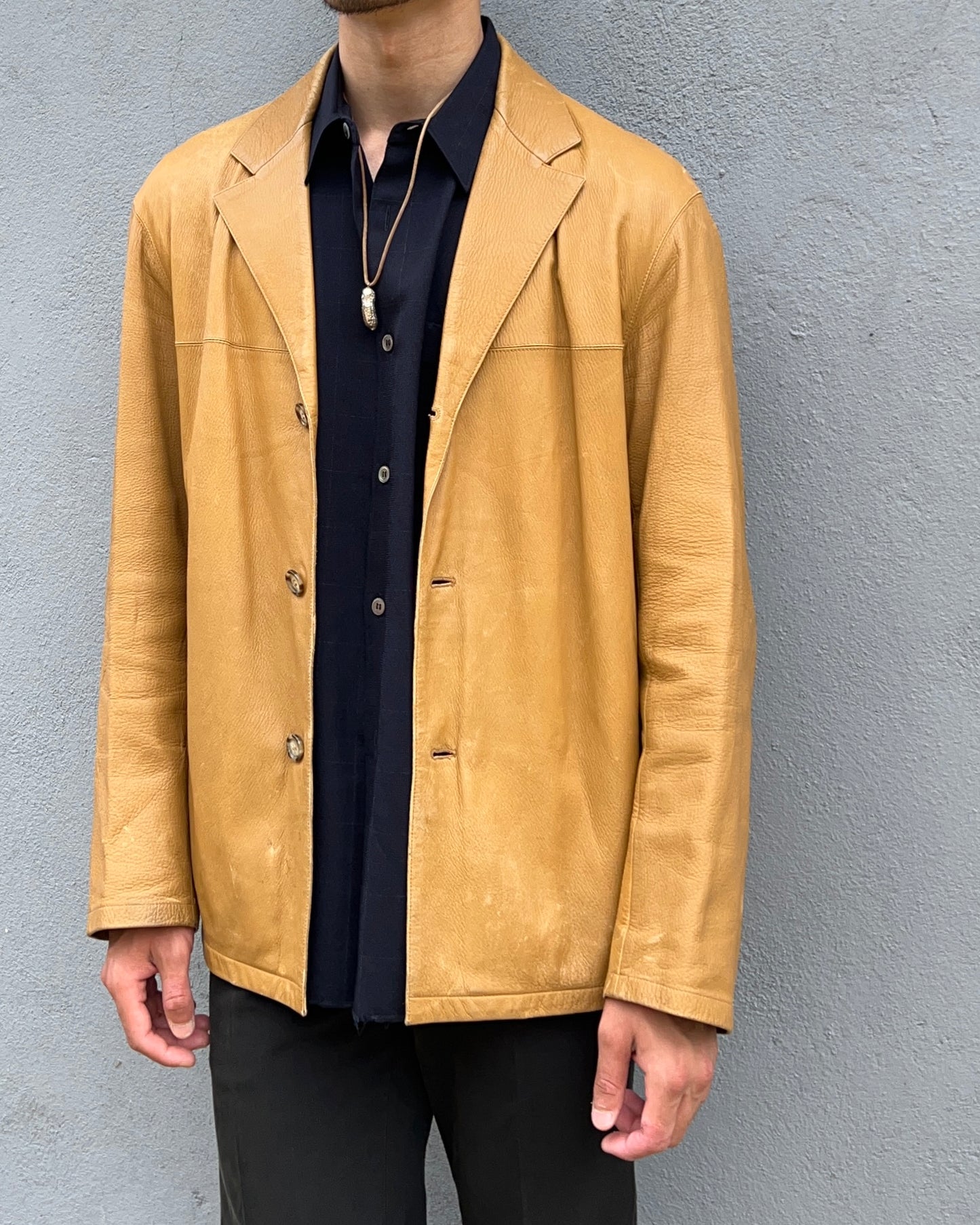 Prada Mainline AW2003 Tan Leather Jacket - Size M