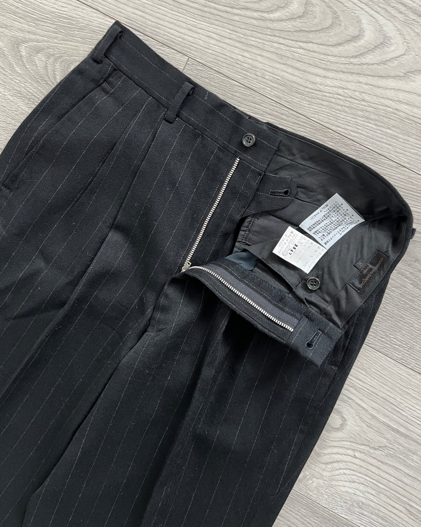 Comme Des Garcons Homme AW1988 Wool Striped Pleated Suit - M Jacket / 31" Waist Trousers