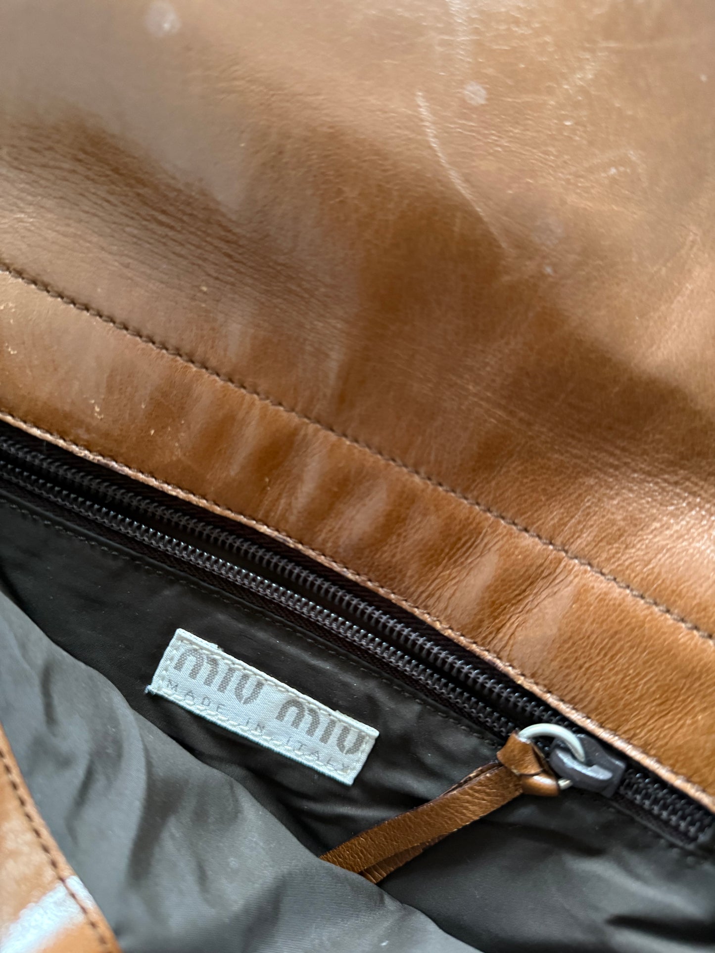 Miu Miu FW2001 Tan Leather Crossbody Bag