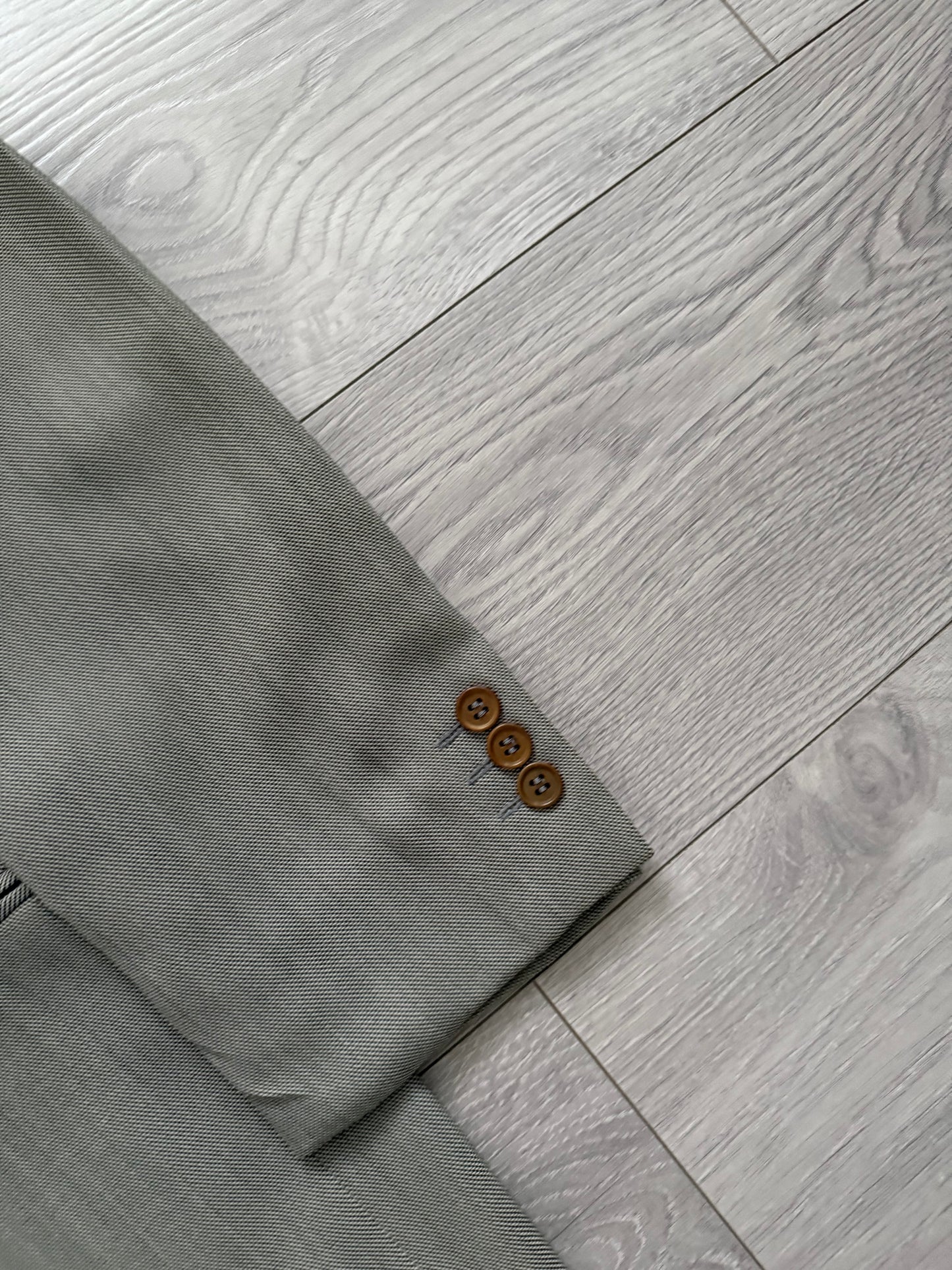 Emporio Armani 1990s Double-Breasted Wool Grey Suit - Size M Jacket / 30" Waist