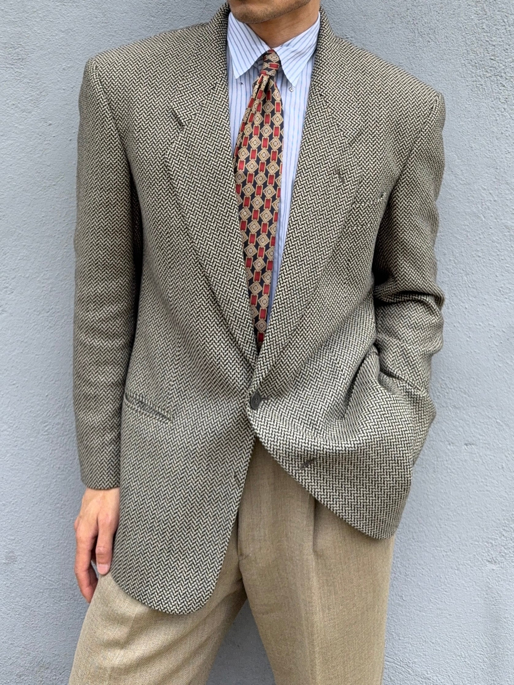 Giorgio Armani 1980s Wool Textured Sports Blazer Jacket - Size M