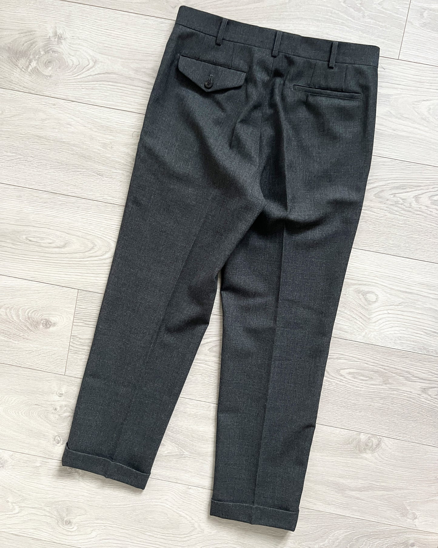 Comme Des Garcons Homme Deux AW2014 Turn-Up Wool Grey Trousers - Size 32