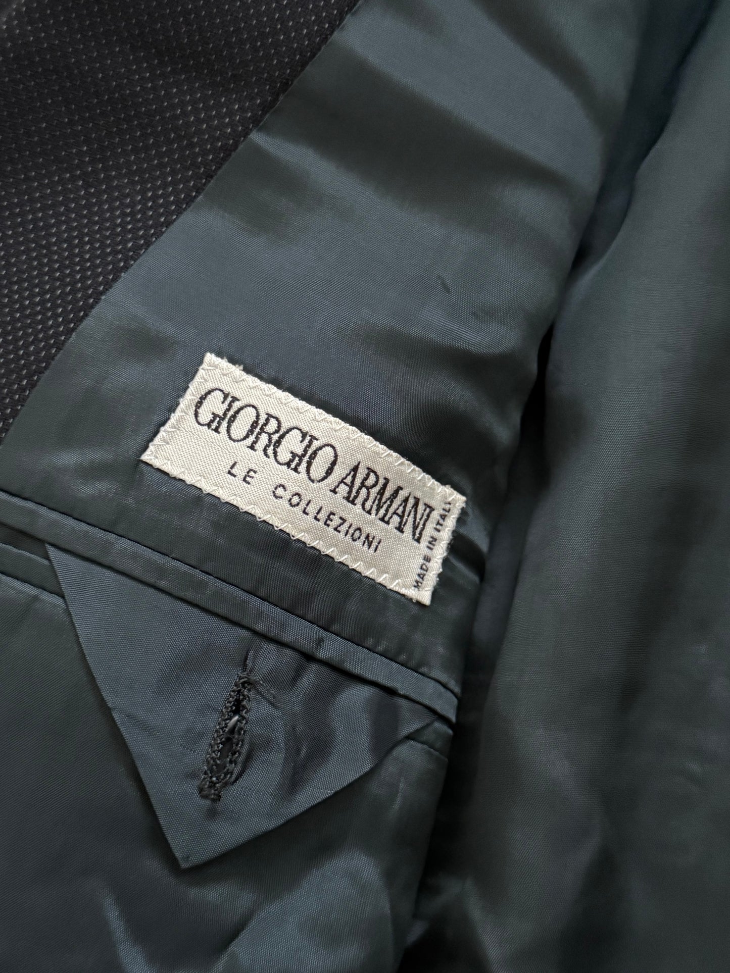 Giorgi Armani 1980s Pleated Double-Breasted Textured Suit - Size L Jacket / 34" Waist