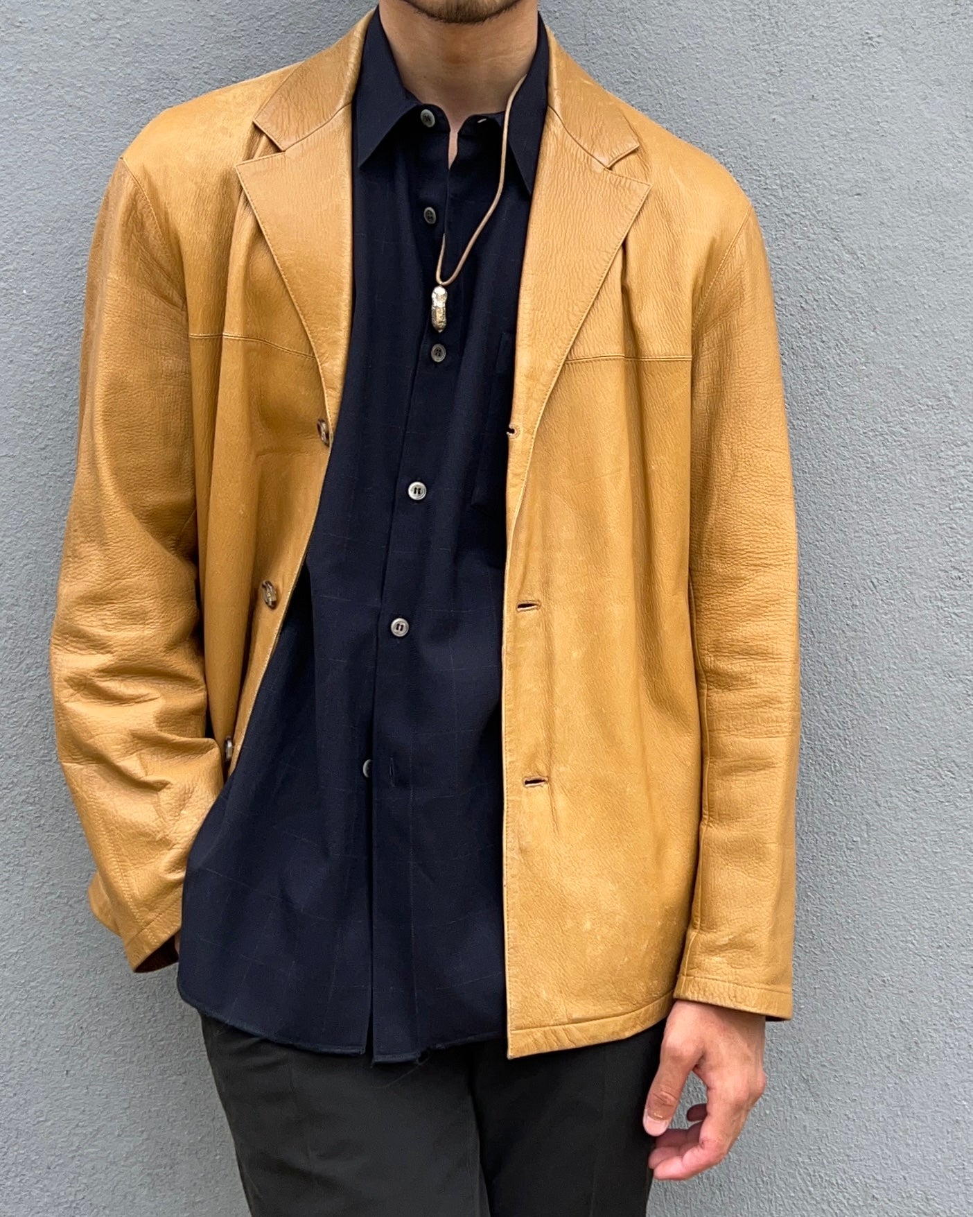 Prada Mainline AW2003 Tan Leather Jacket - Size M