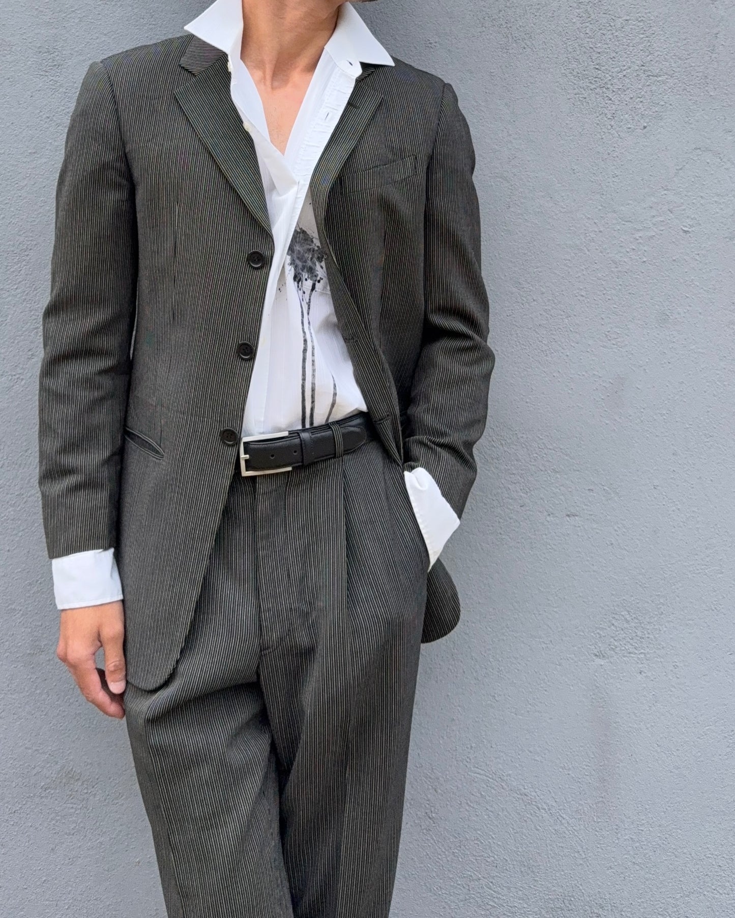 Armani 1990s Striped Wool Suit - Size S Jacket / 30" Waist