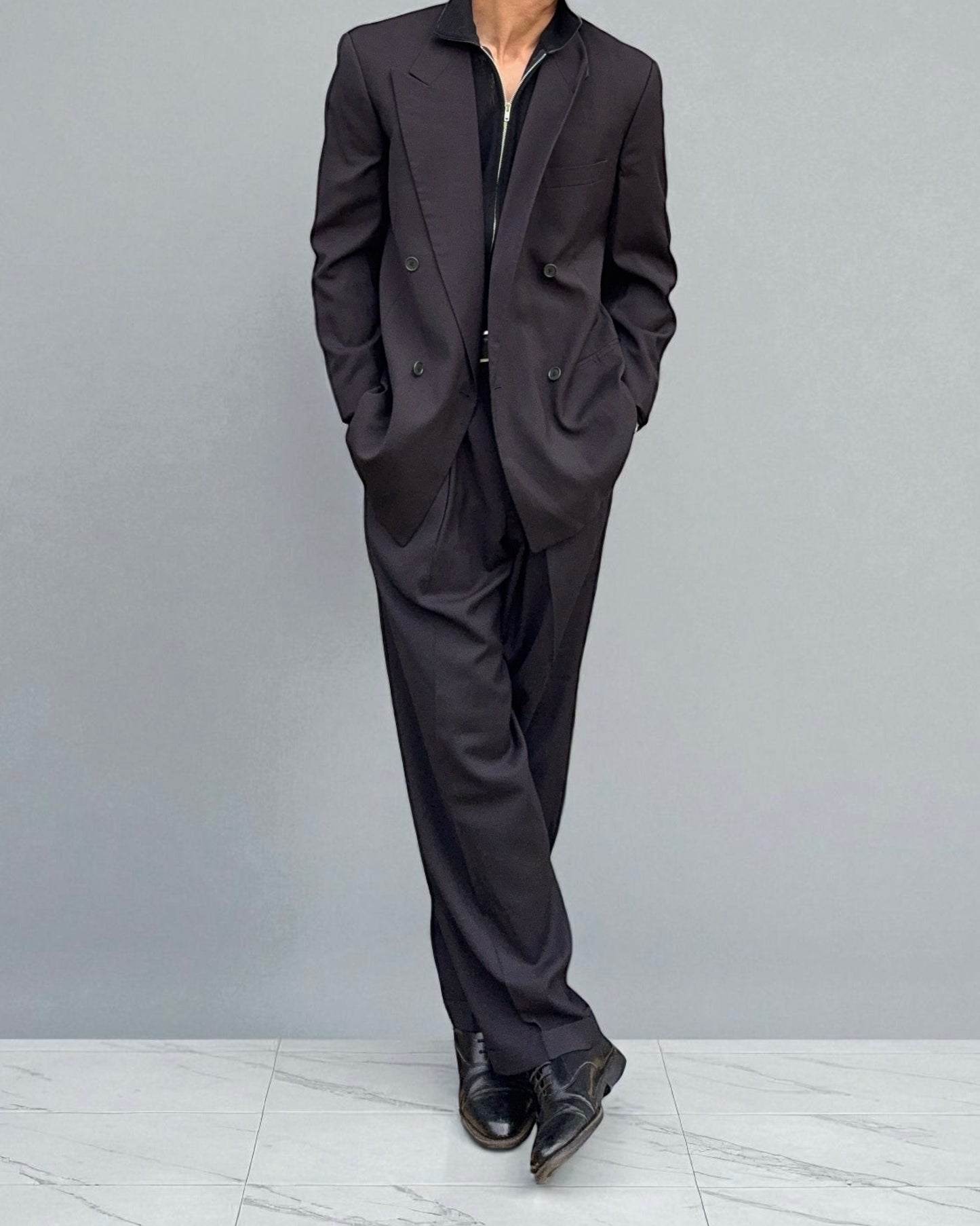 Emporio Armani 1990s Double-Breasted Wool Suit - Size M Jacket / 32" Waist