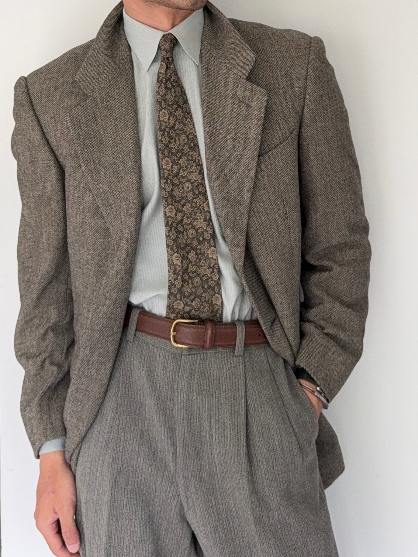 Giorgio Armani Black Label 1990s Textured Wool Check Sports Jacket