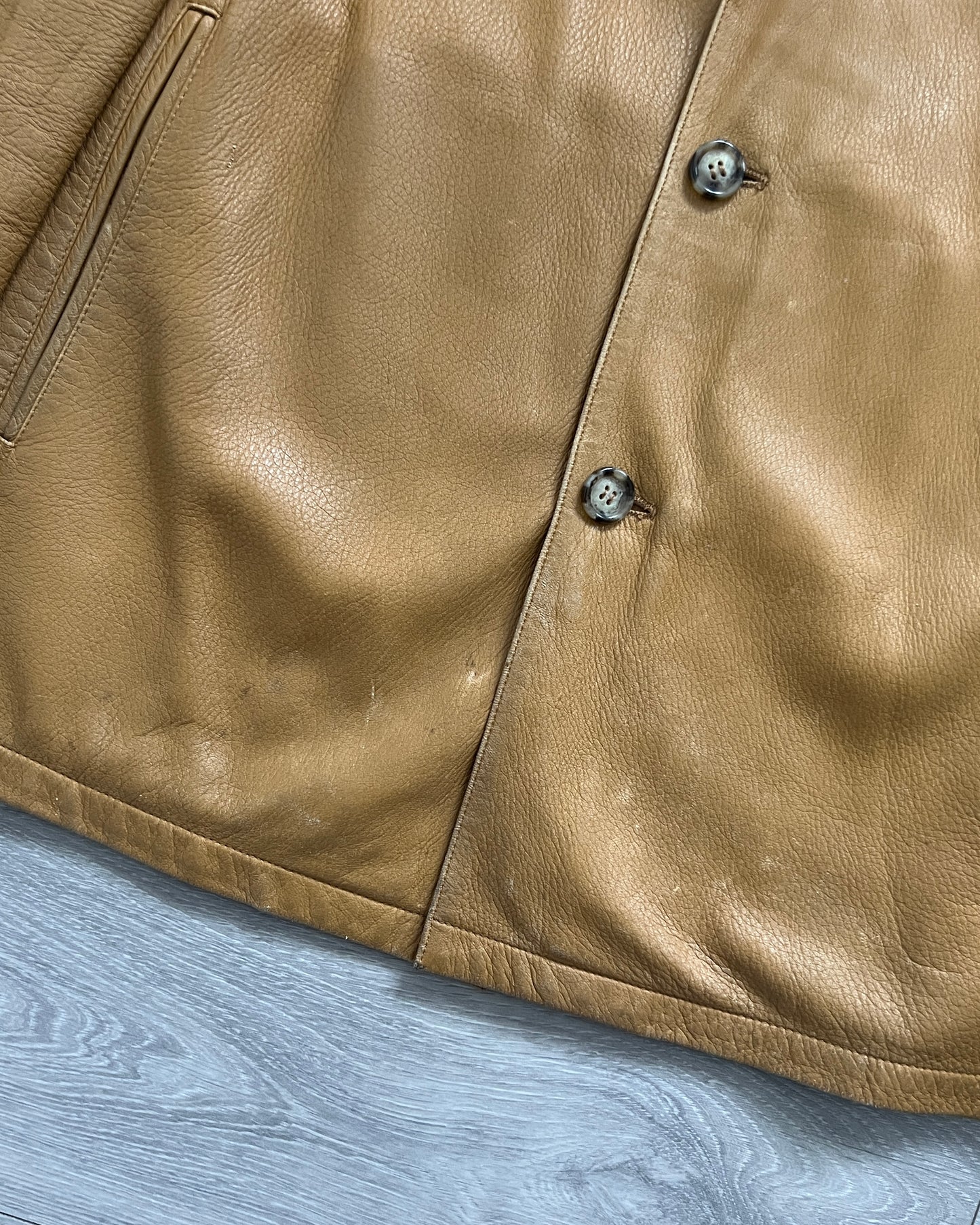 Prada Mainline AW2003 Tan Leather Jacket - Size M