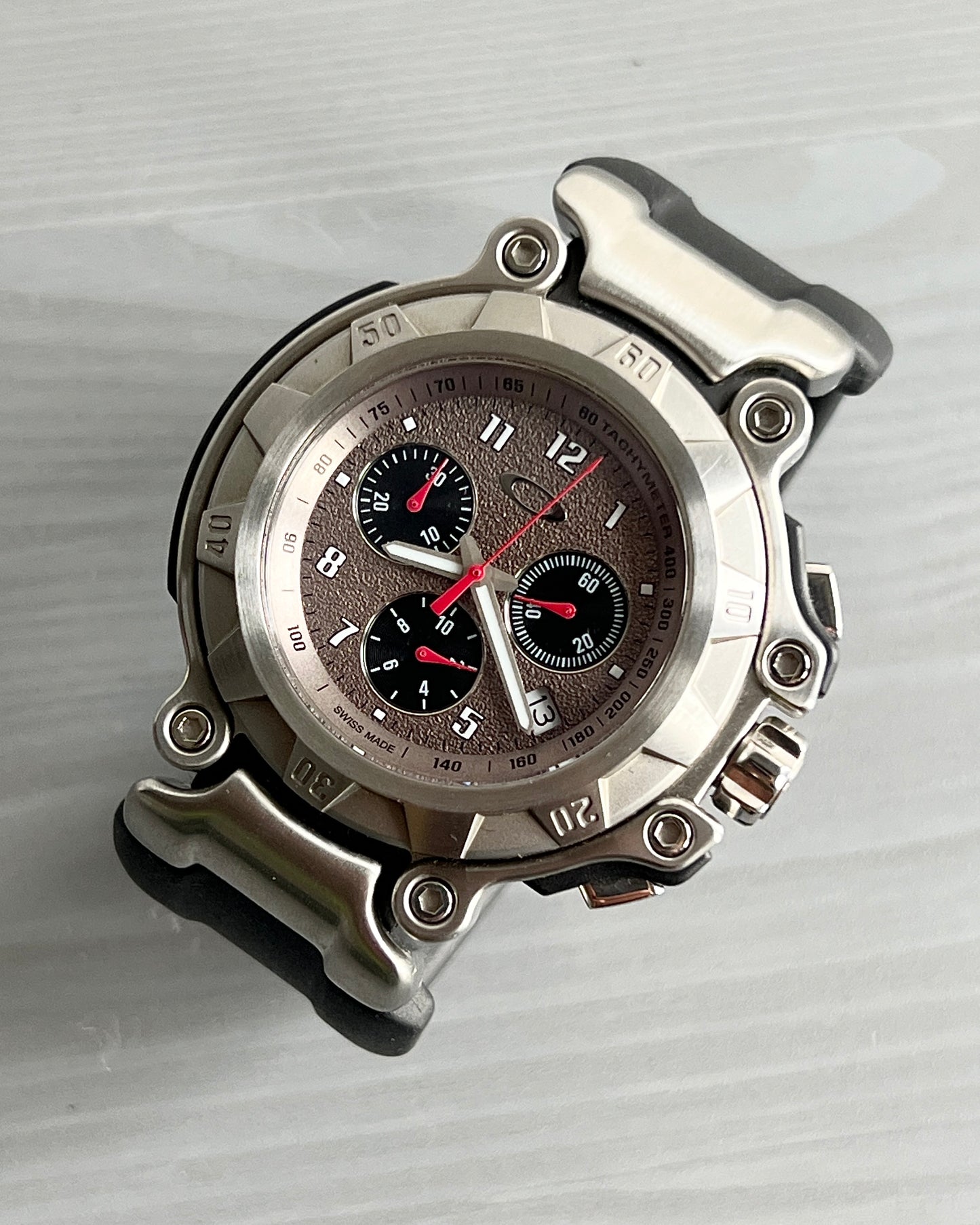 Oakley Crankcase Large 3-Hand Stainless Steel Carbon Watch