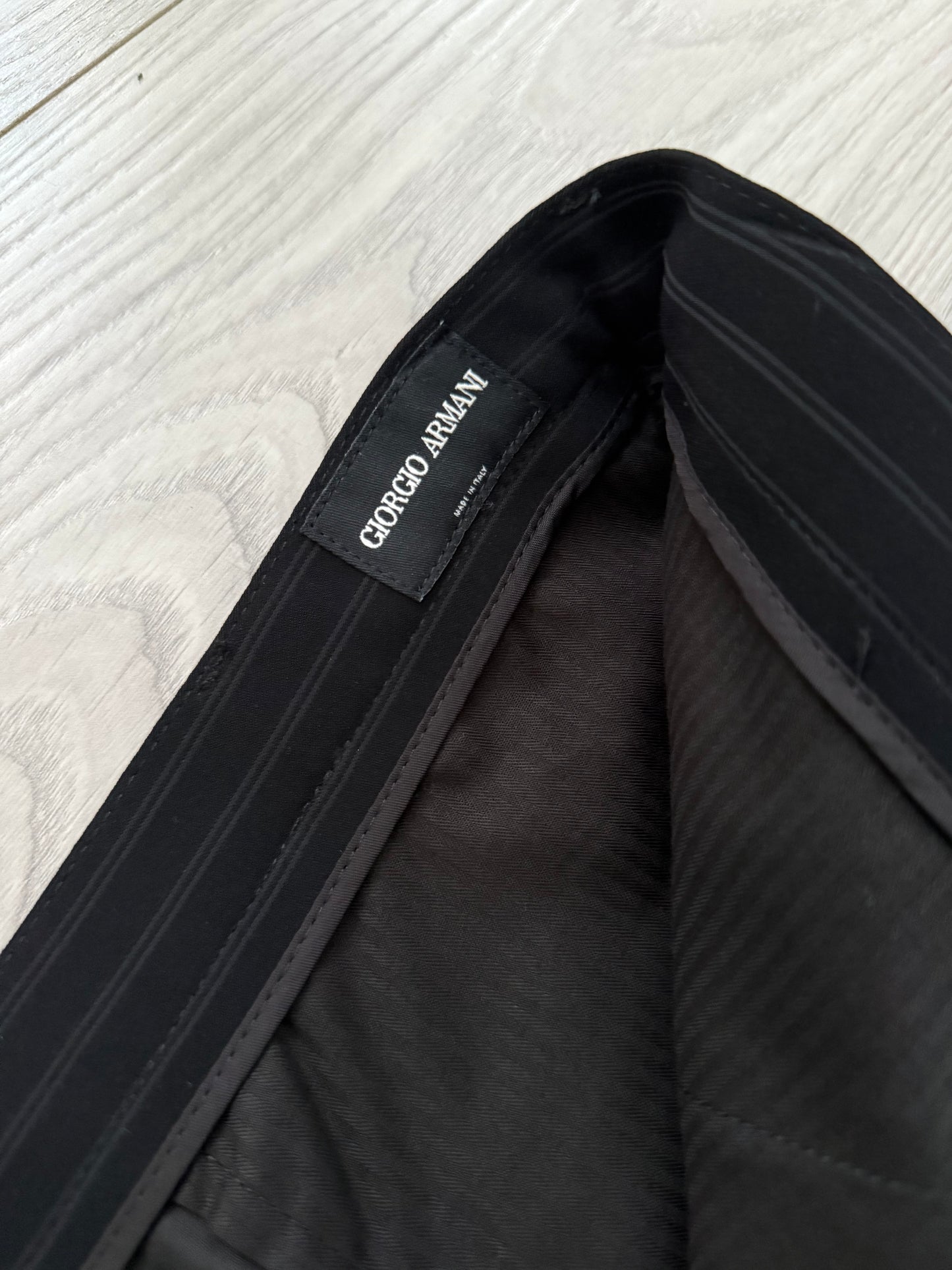 Giorgio Armani 1990s Peaked Lapel Striped Relaxed Suit - Size L Jacket / 34" Waist