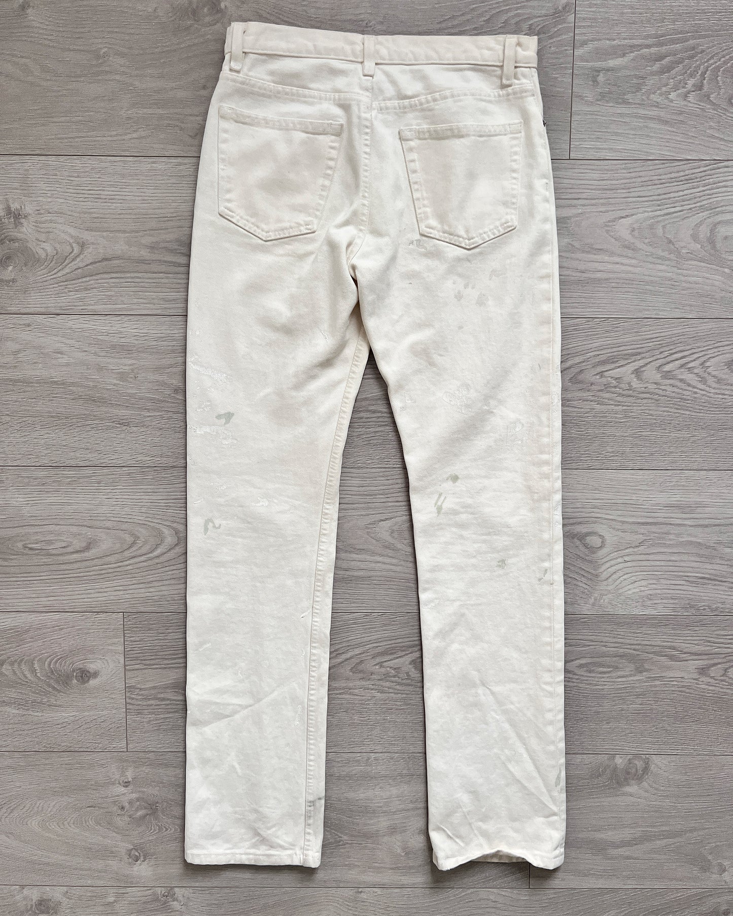 Helmut Lang 1998 Cream Painter Denim Jeans - Size 28