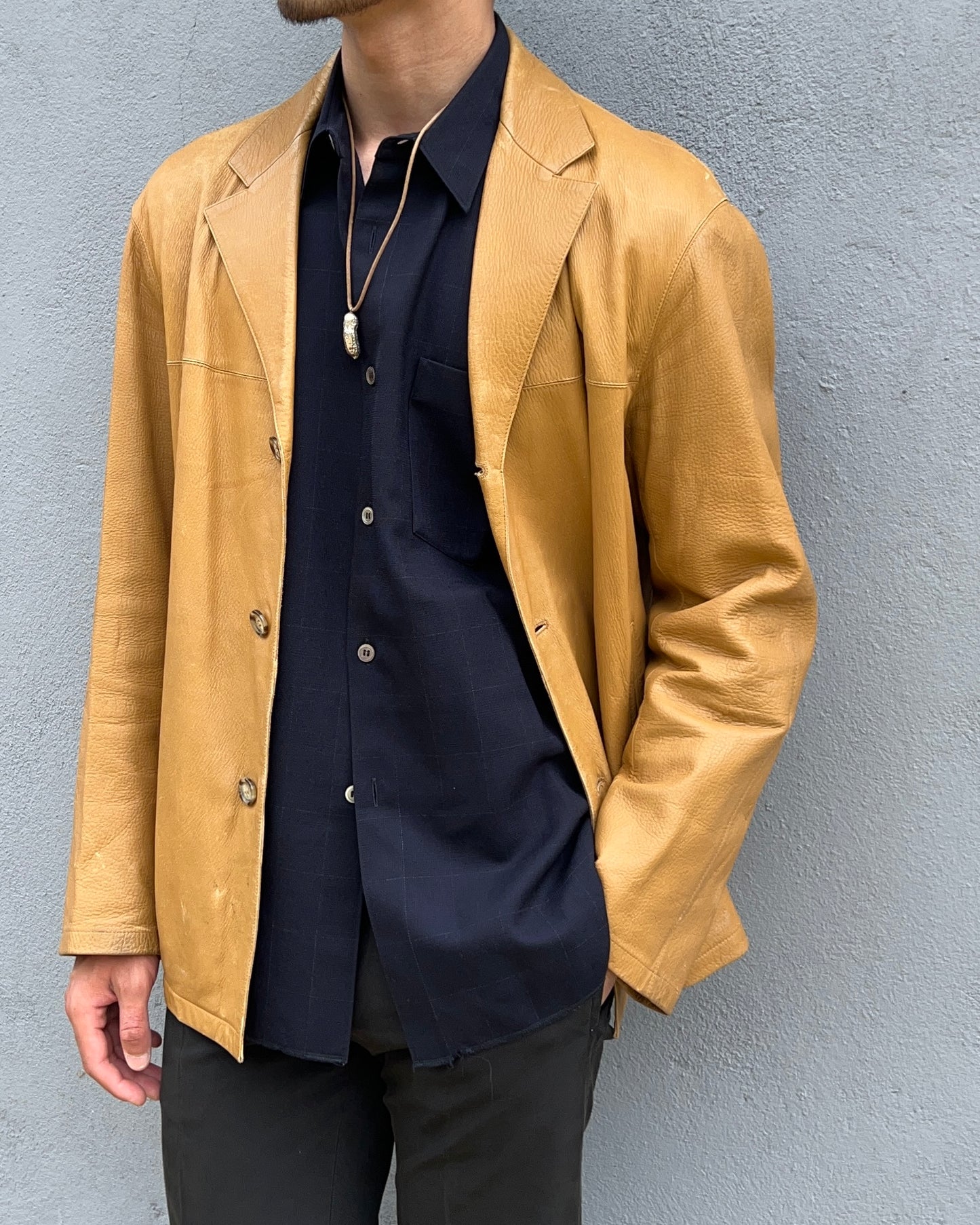 Prada Mainline AW2003 Tan Leather Jacket - Size M