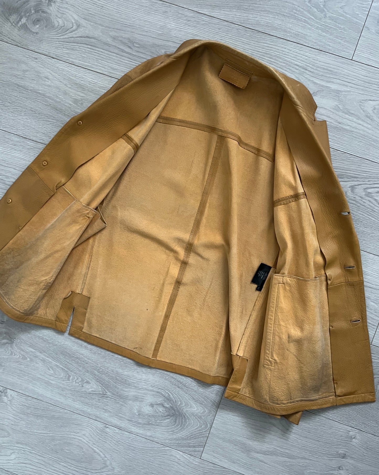 Prada Mainline AW2003 Tan Leather Jacket - Size M