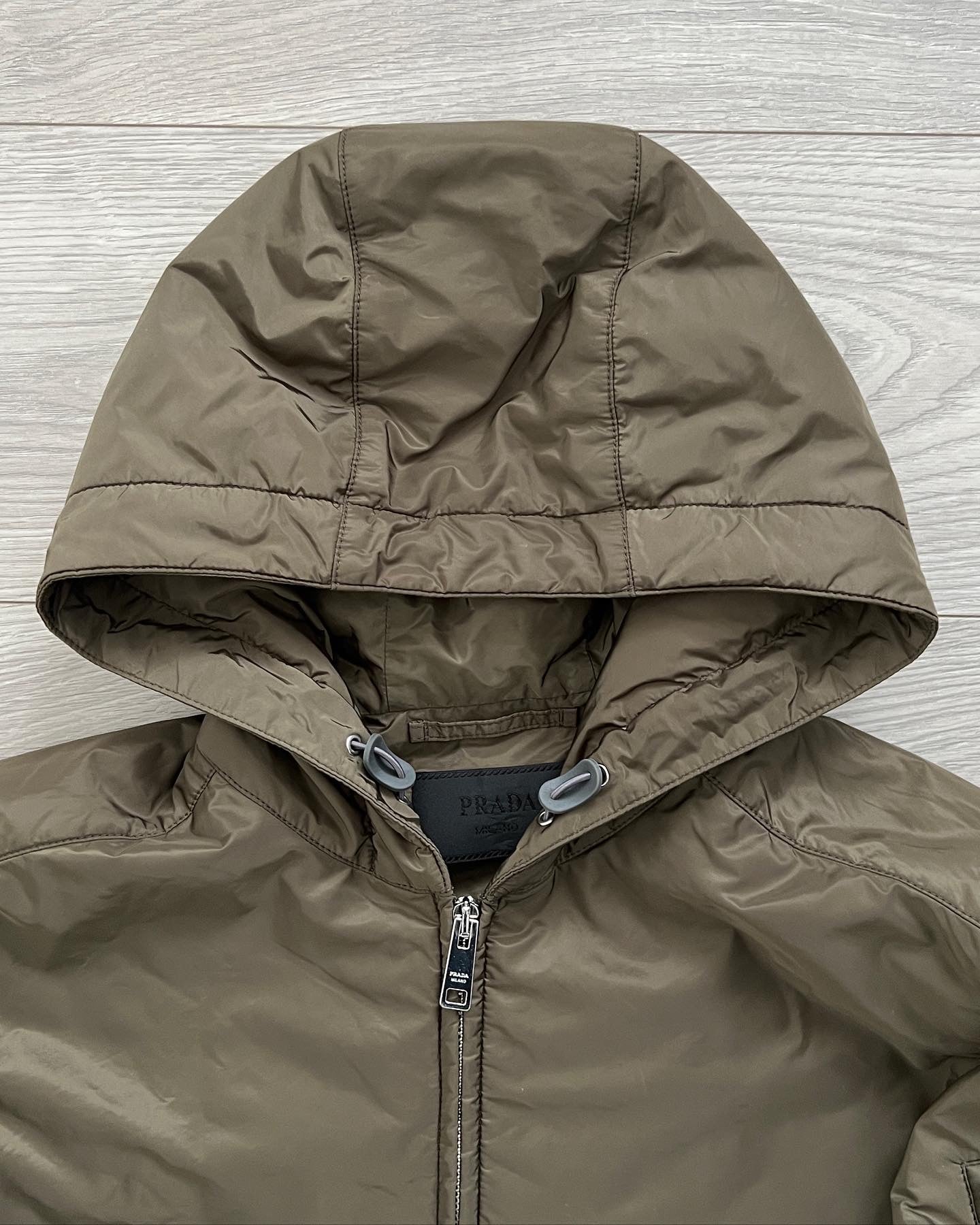 Prada AW2019 Metal Plaque Logo Padded Jacket - Size M