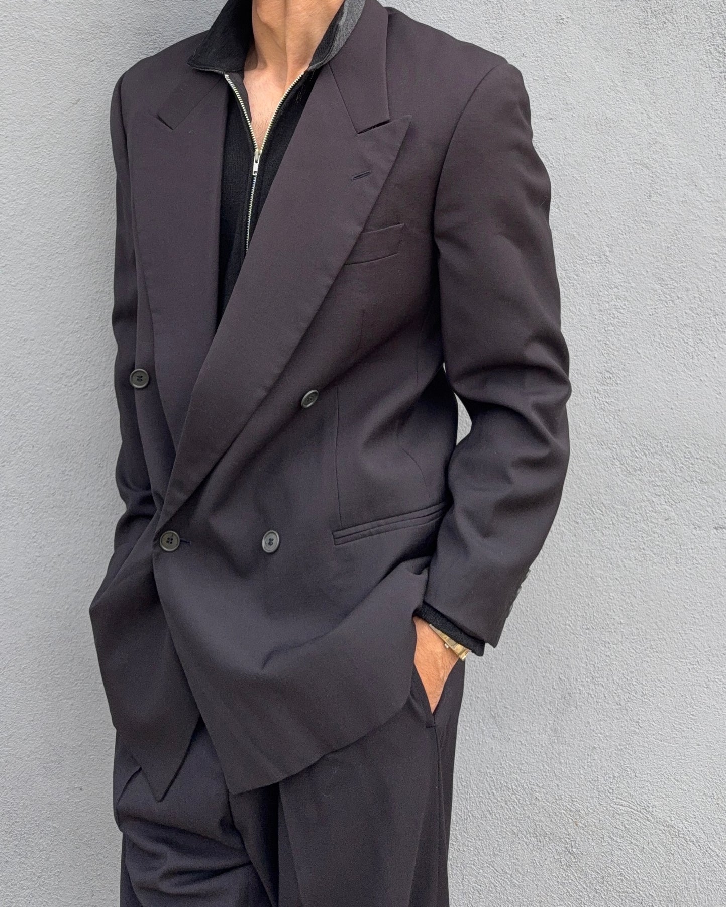 Emporio Armani 1990s Double-Breasted Wool Suit - Size M Jacket / 32" Waist