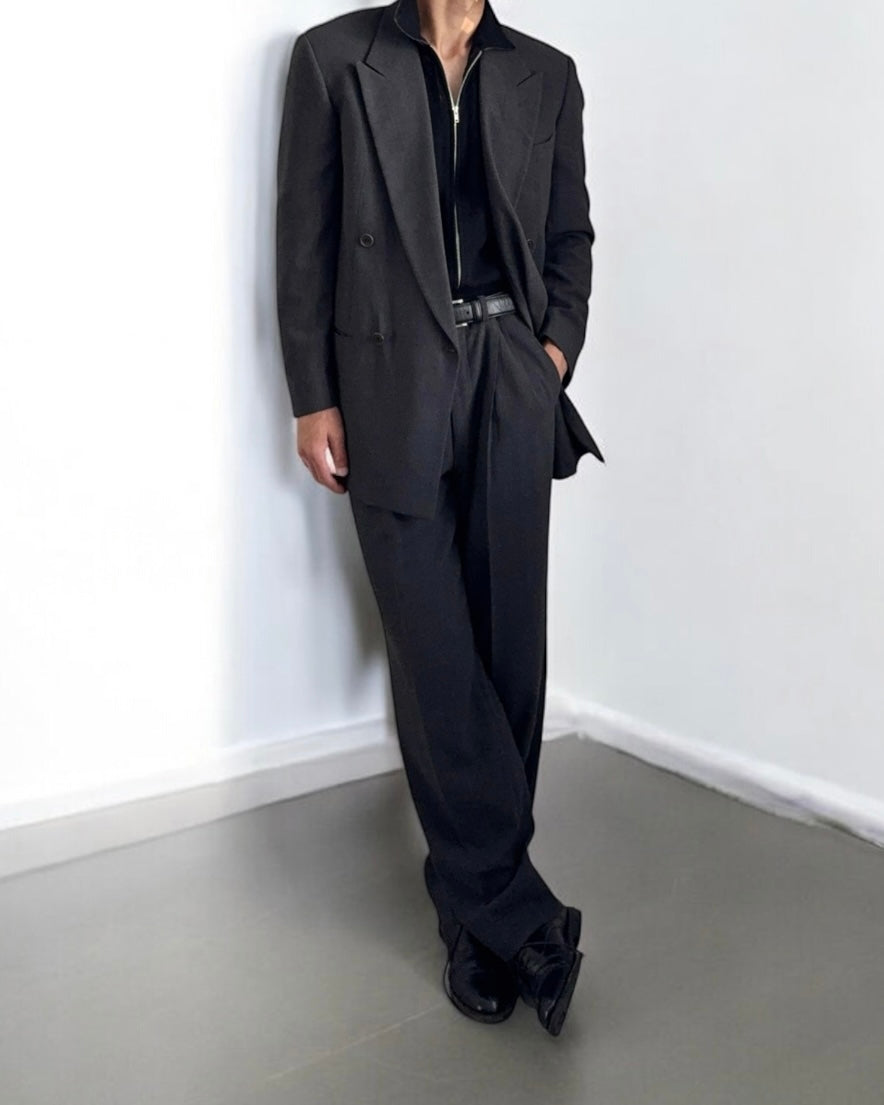 Giorgio Armani 1990s Double-Breasted Pleated Wool Suit - Size M Jacket / 32" Waist