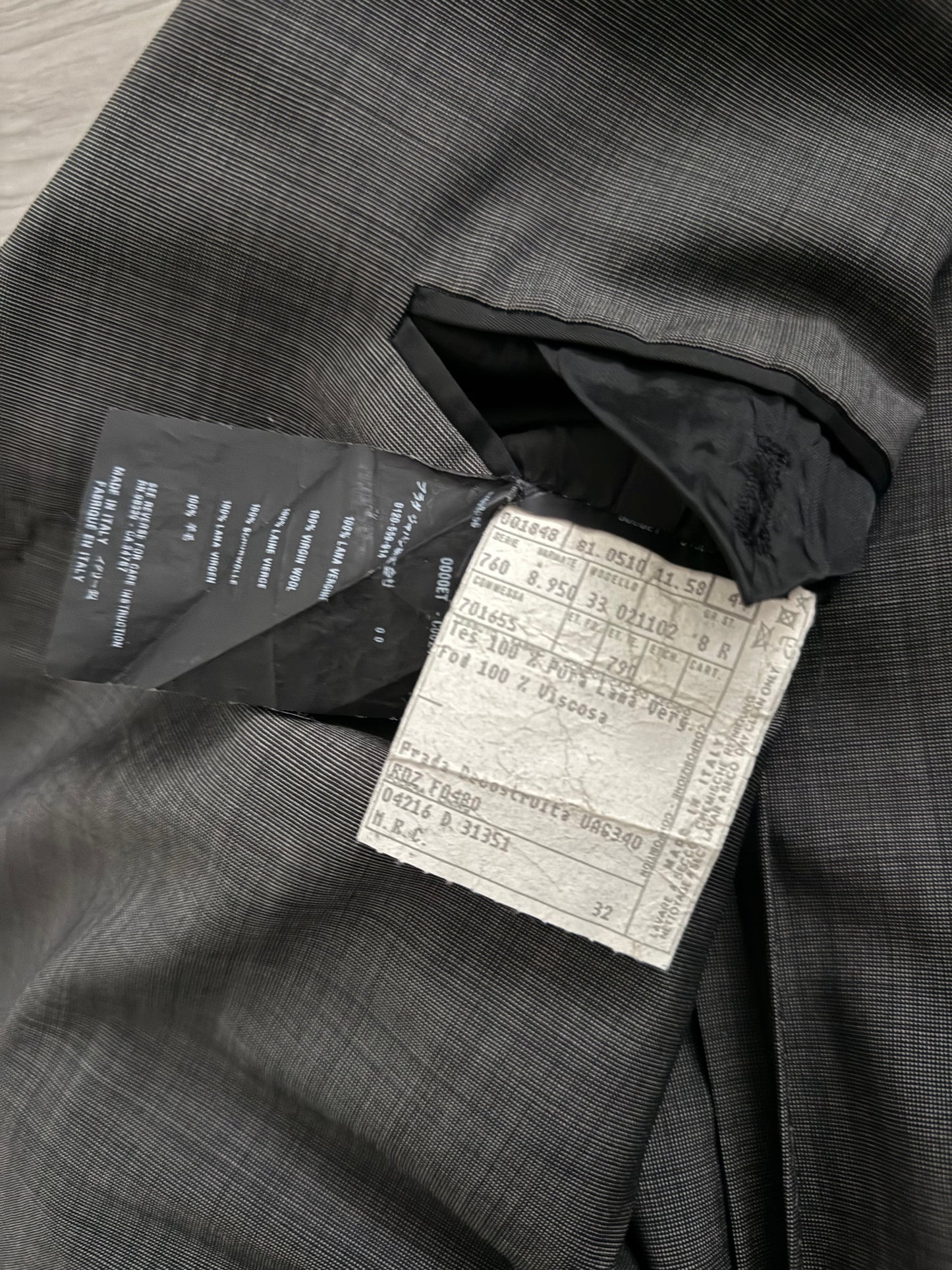 Prada 2003 Pure Virgin Wool Suit - Size S Jacket / 30" Waist