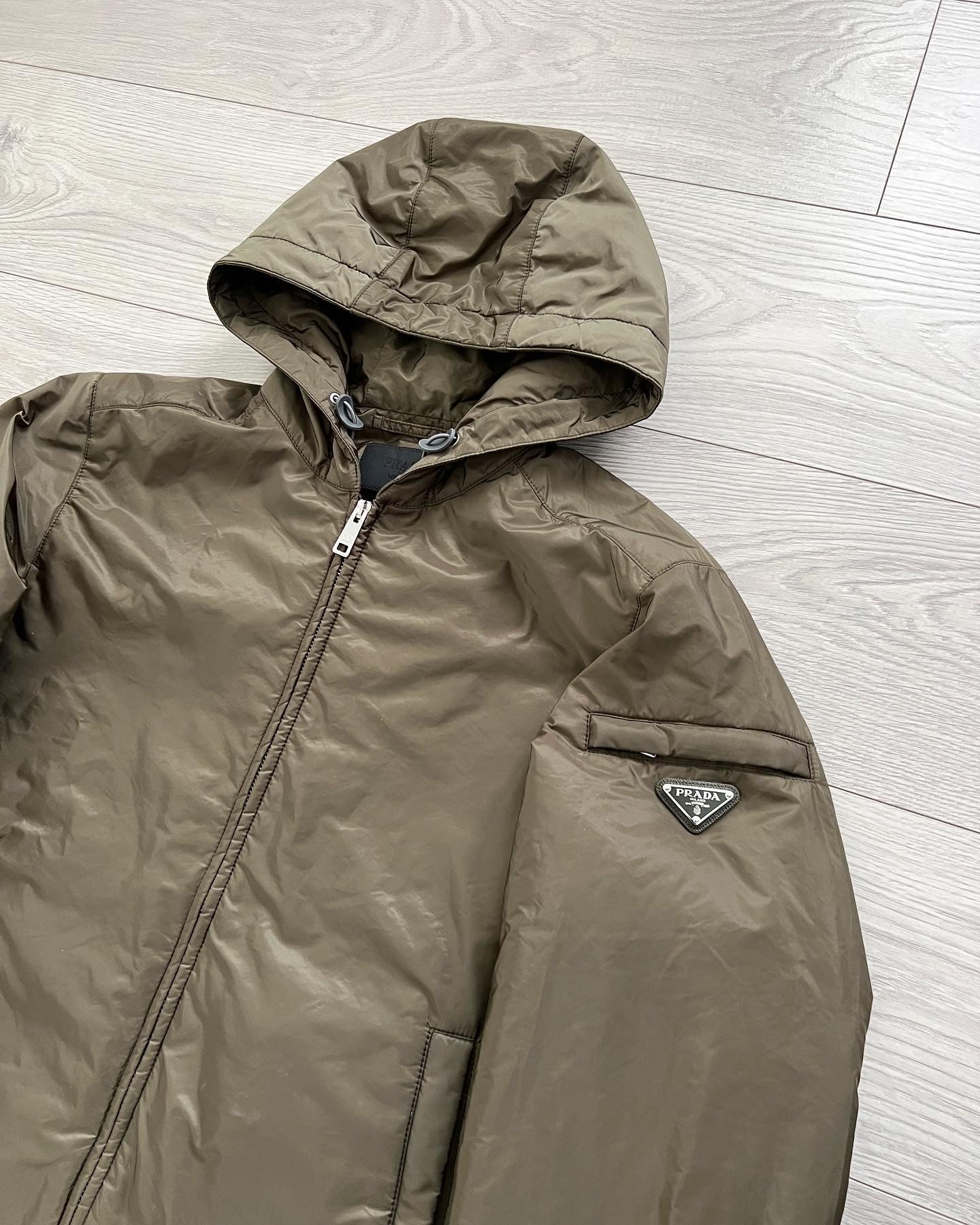 Prada AW2019 Metal Plaque Logo Padded Jacket - Size M