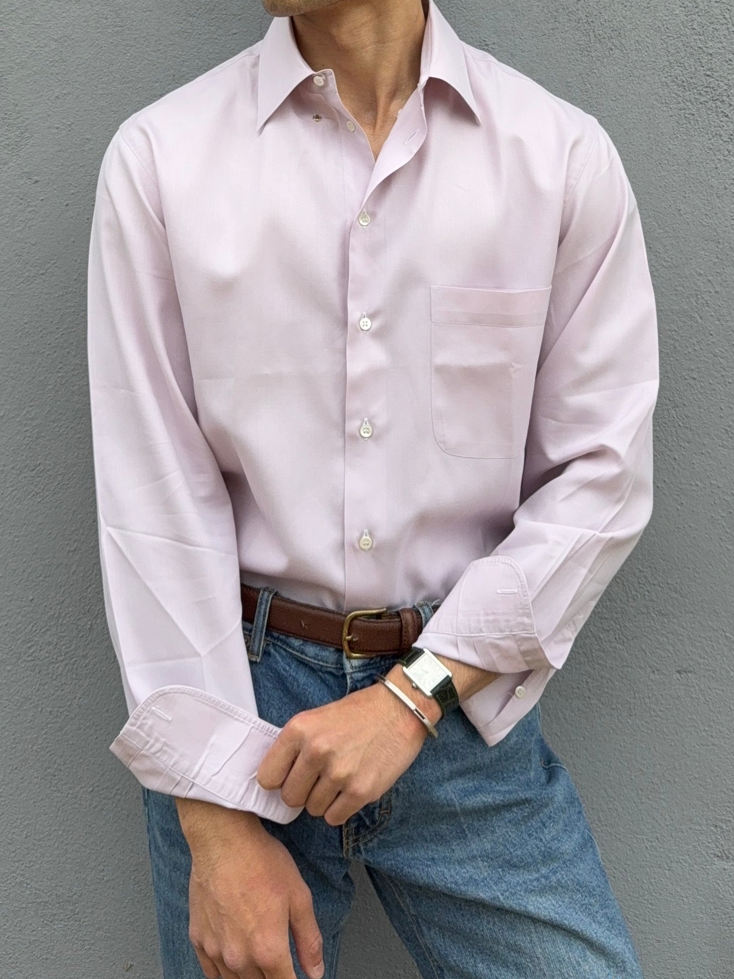 【アーカイブ】90's〜ARMANI COLLEZIONI シアーシルクシャツ Armani 1990s Snap Collar Pink Shirt - Size L – NDWC0 Shop
