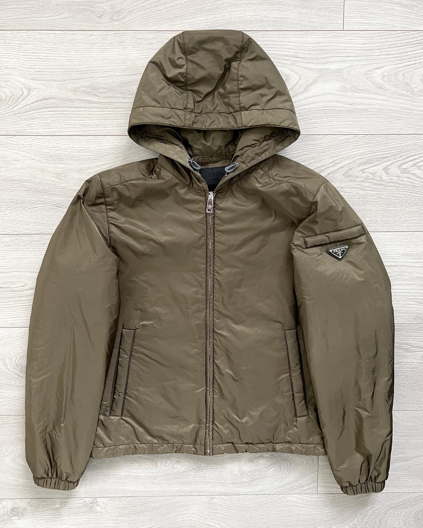 Prada AW2019 Metal Plaque Logo Padded Jacket - Size M