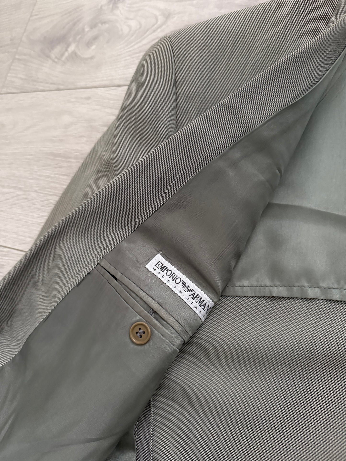 Emporio Armani 1990s Double-Breasted Wool Grey Suit - Size M Jacket / 30" Waist