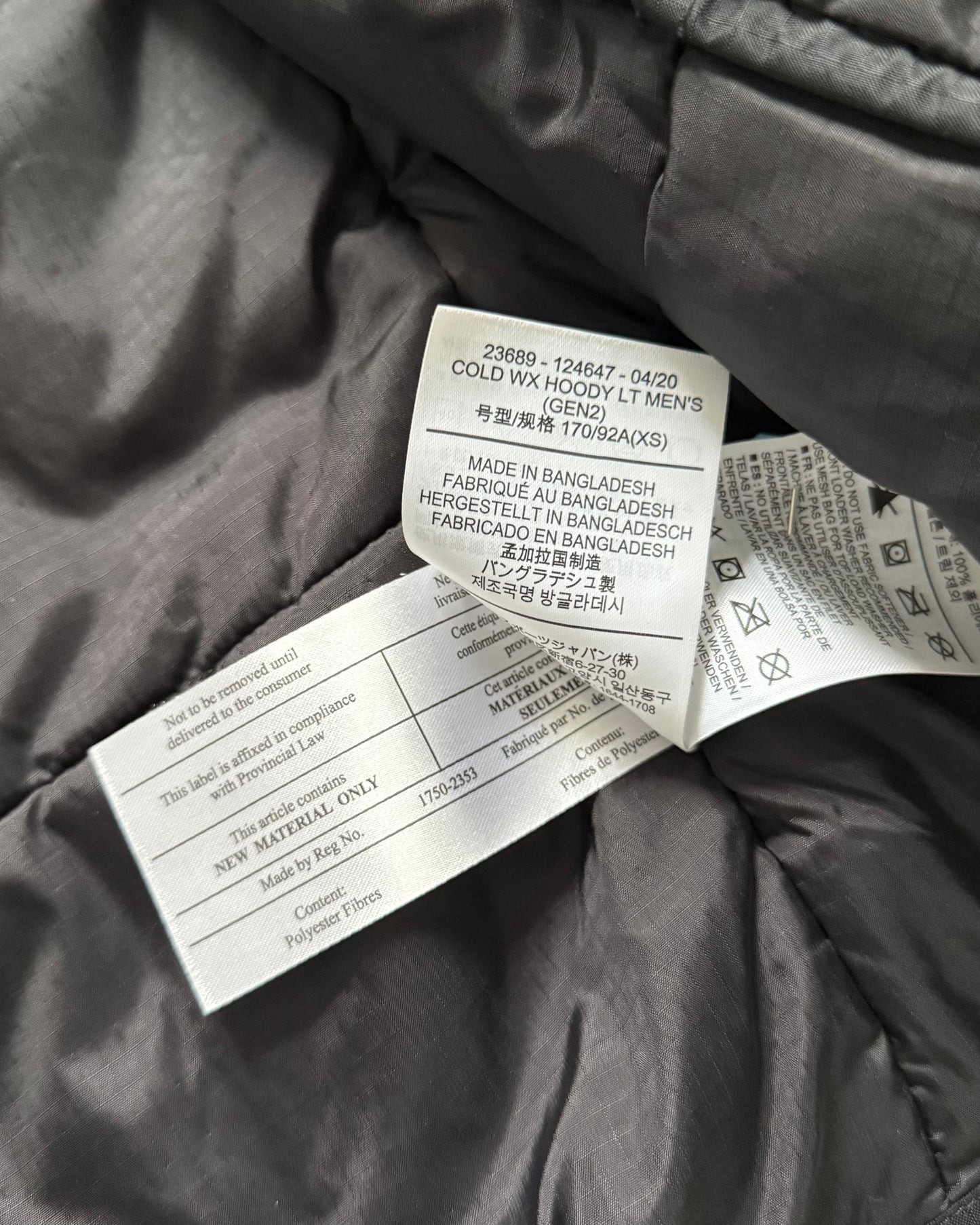 Arcteryx LEAF Cold WX LT Hooded Jacket Gen 2 Wolf Grey - Size XS
