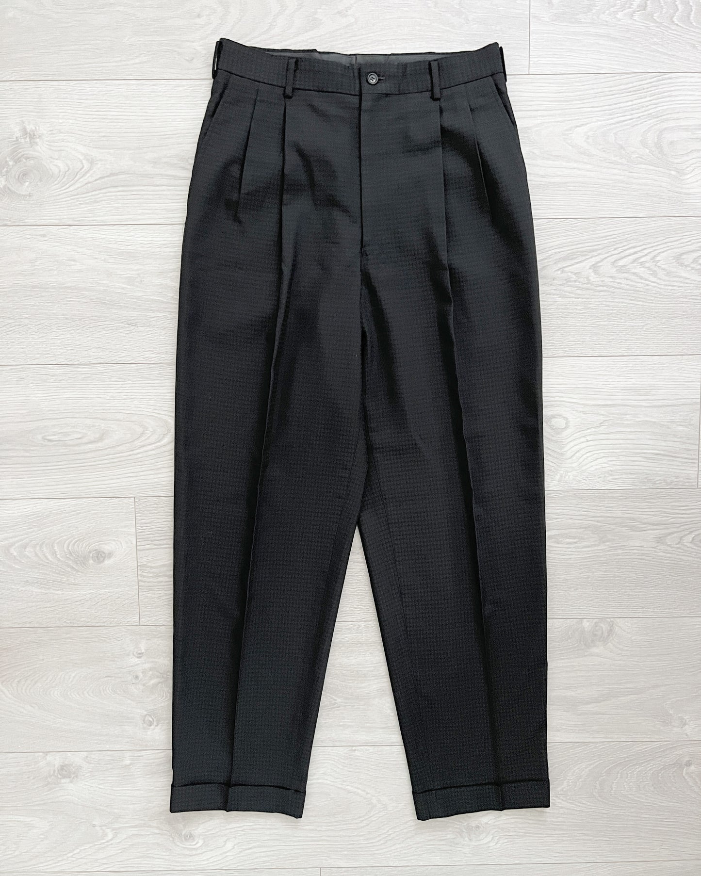 Comme Des Garcons Homme AW2001 Pleated Patterned Suit - Size L Jacket / 32 Waist