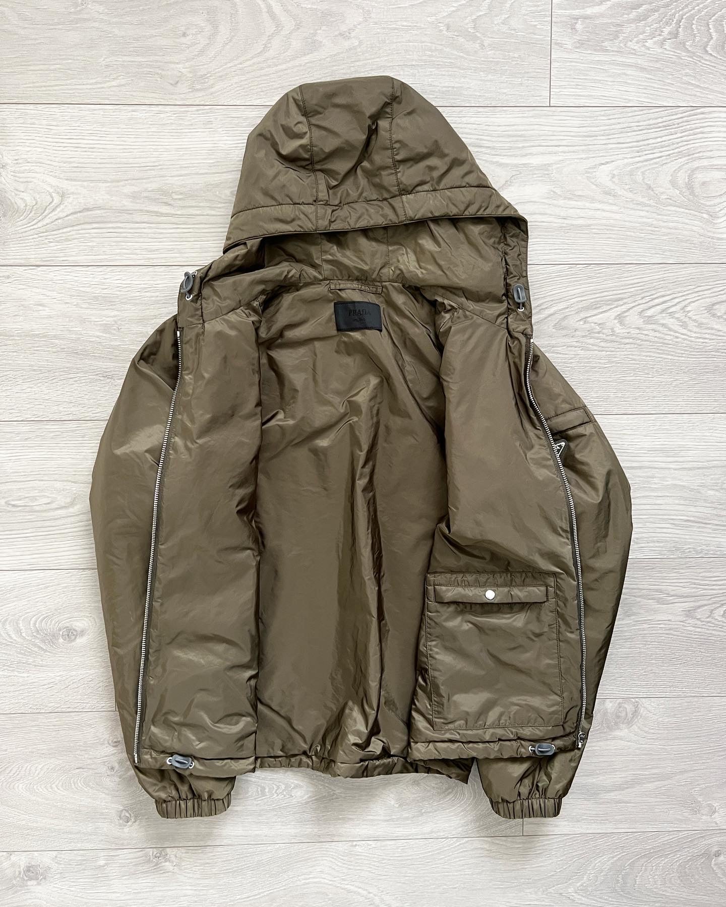 Prada AW2019 Metal Plaque Logo Padded Jacket - Size M
