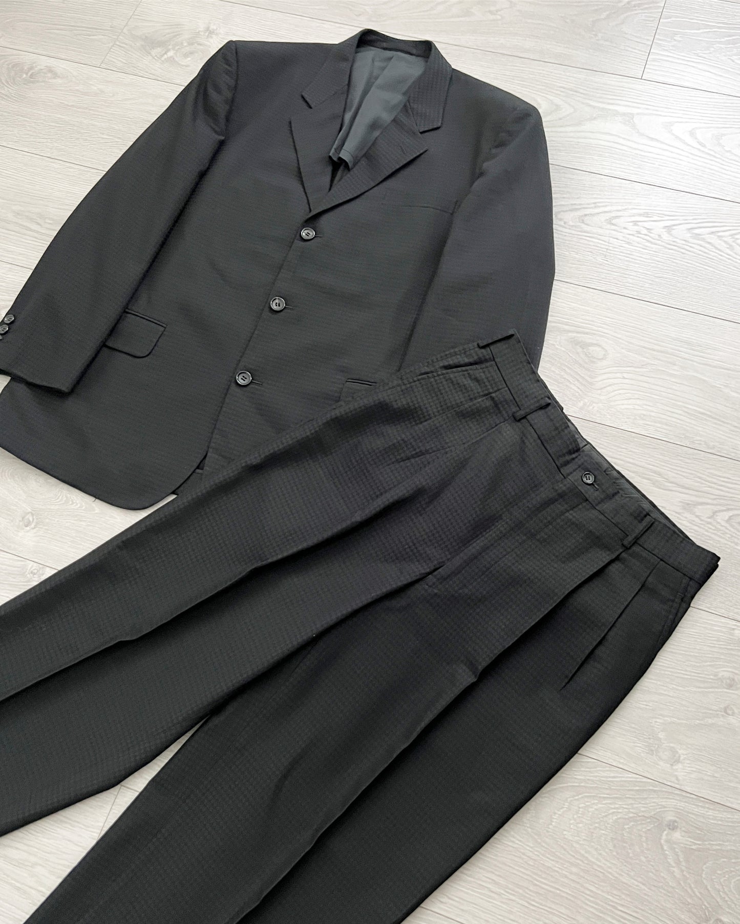 Comme Des Garcons Homme AW2001 Pleated Patterned Suit - Size L Jacket / 32 Waist