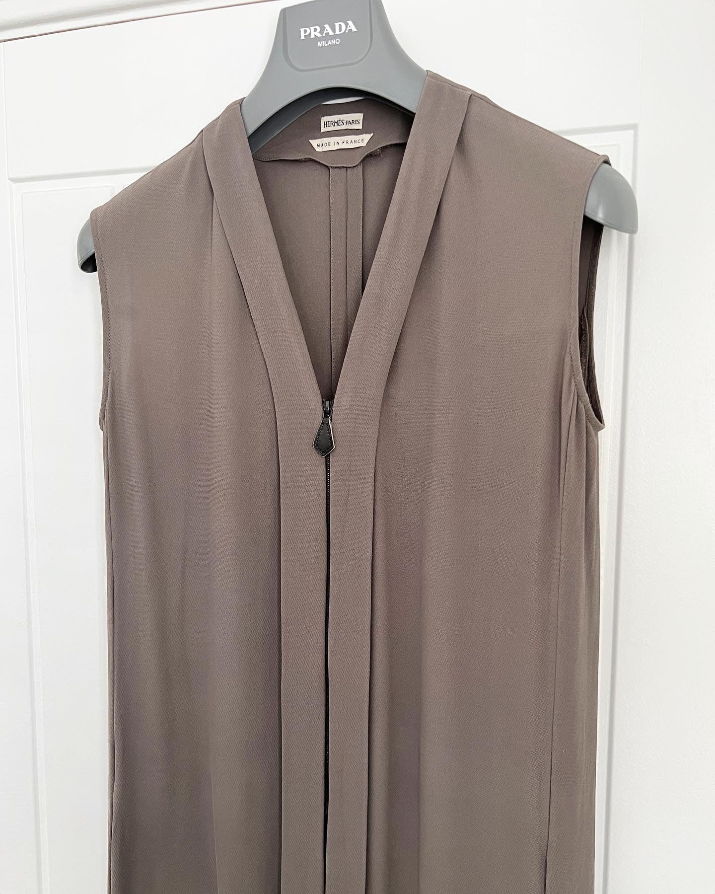 Hermes by Martin Margiela Silk Zip-Front Dress - Size FR38