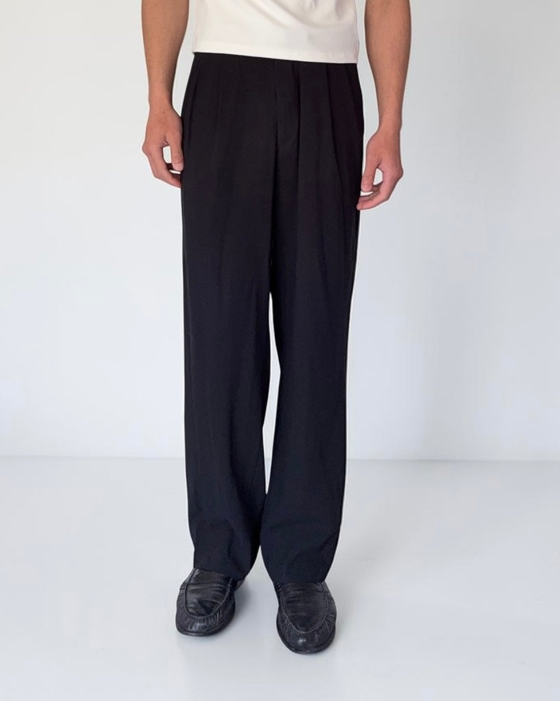 Emporio Armani 1990s Double Pleated Draped Wool Pants - Size 30
