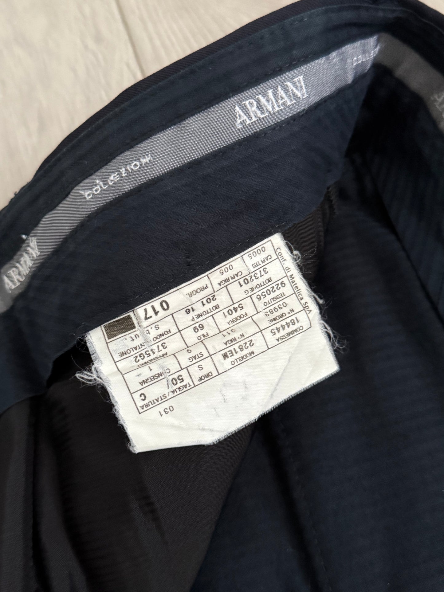 Armani 1990s Pleated 3B Striped Navy Wool Suit - Size M Jacket / 38" Waist