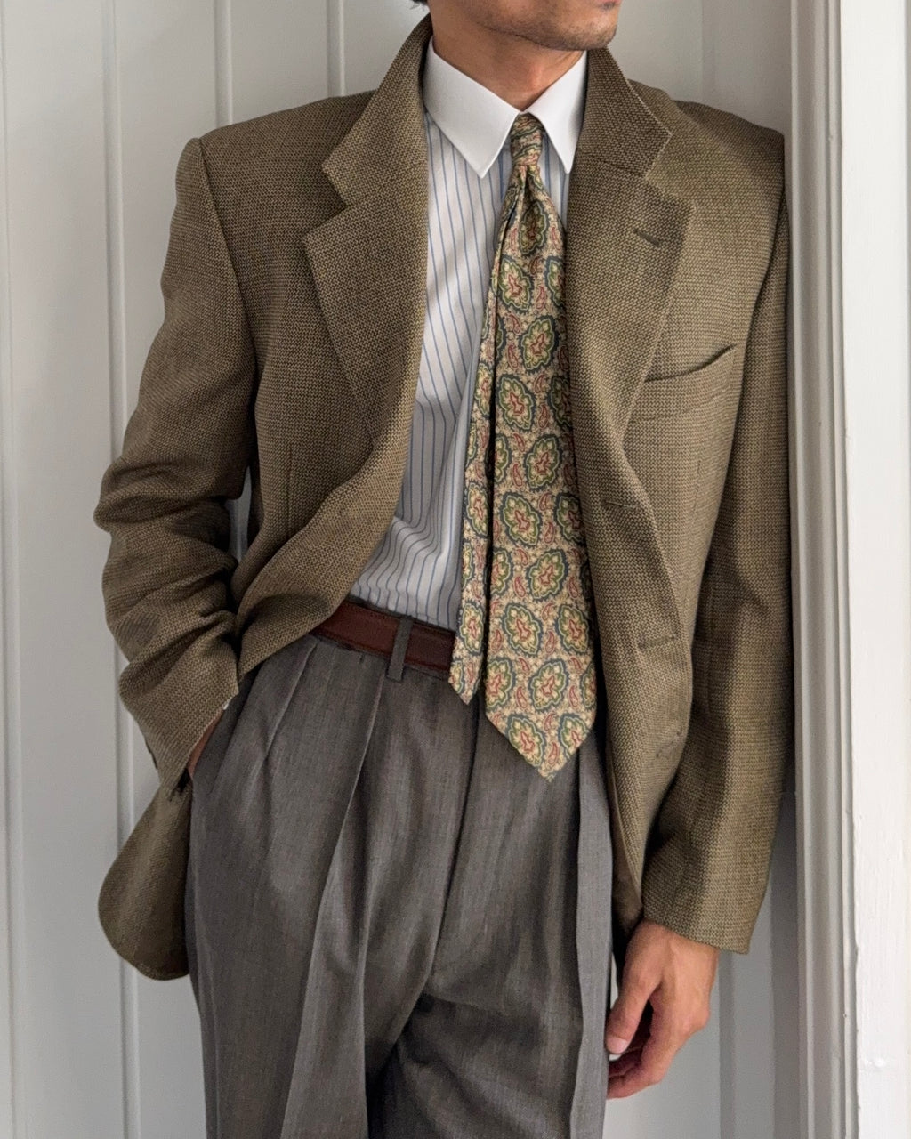 Valentino 1980s 3B Textured Wool Sport Jacket Blazer  - Size XL