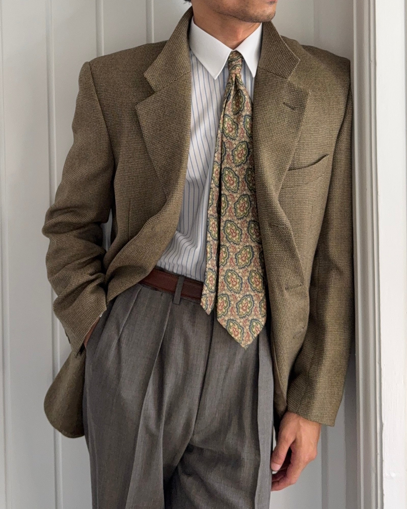 Valentino 1980s 3B Textured Wool Sport Jacket Blazer  - Size XL