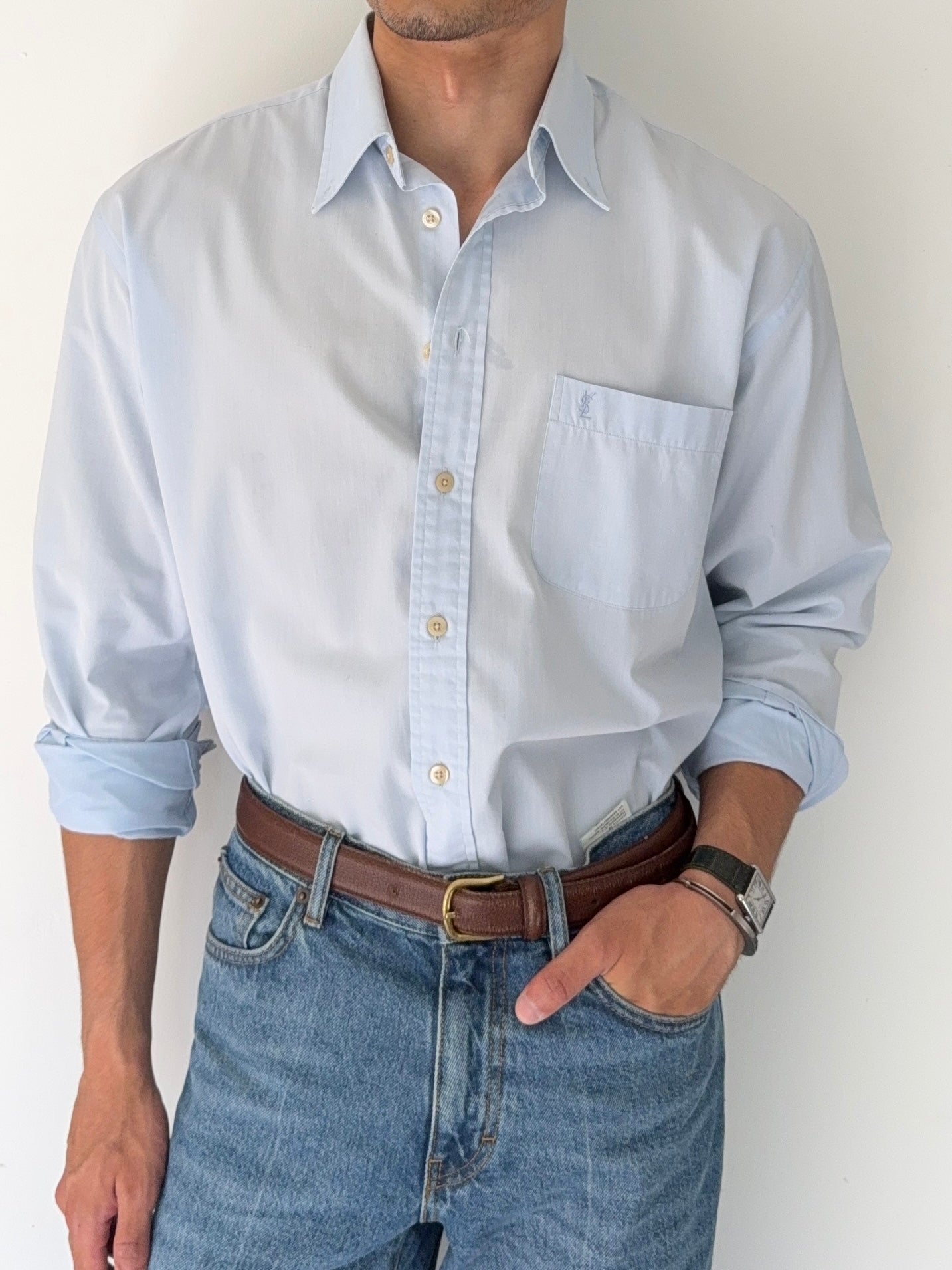 Yves Saint Laurent 1990s Blue Shirt - Size L