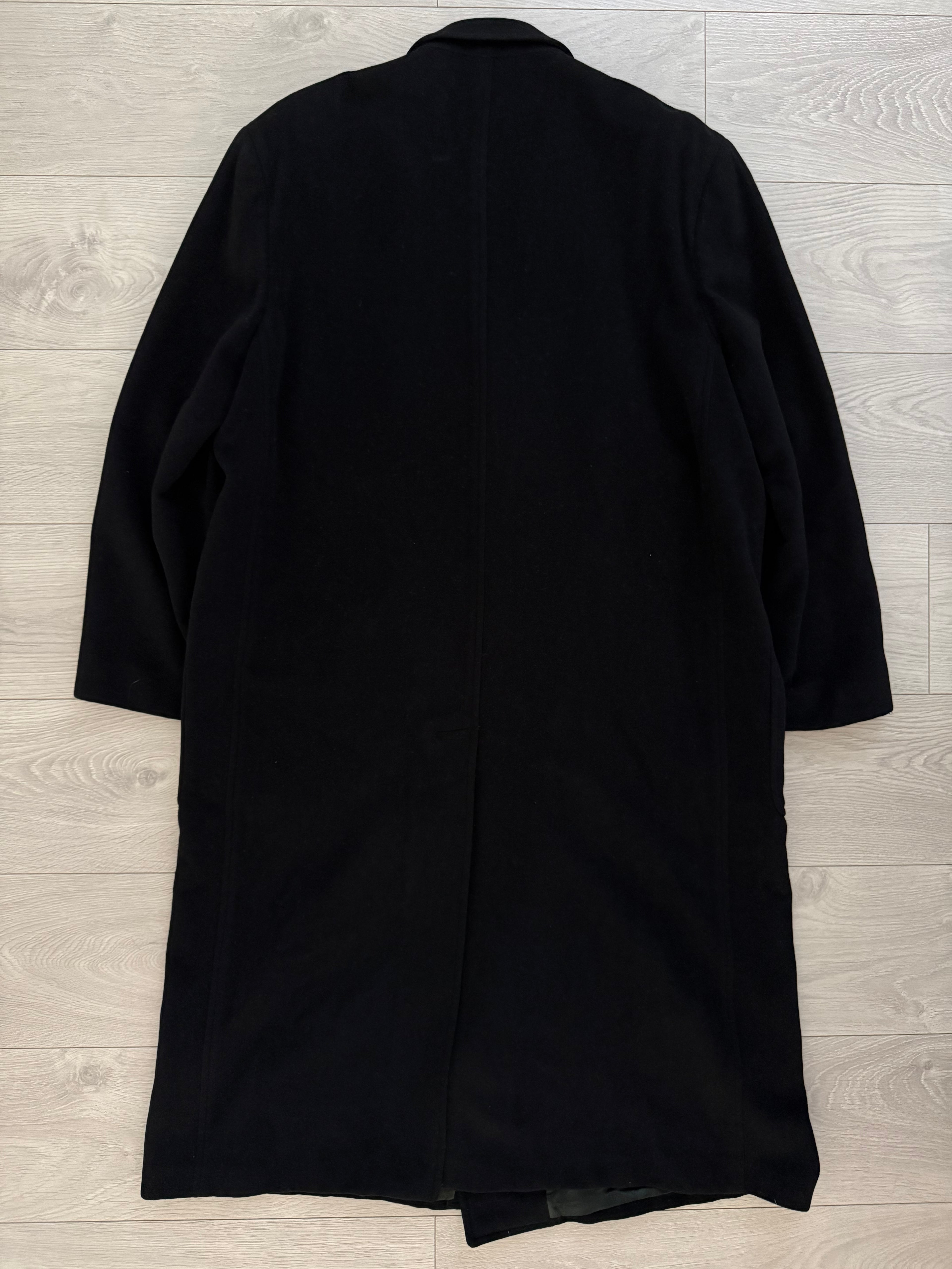 Giorgio Armani 1980s Wool Double Breasted Oversized Black Long Coat - Size XL