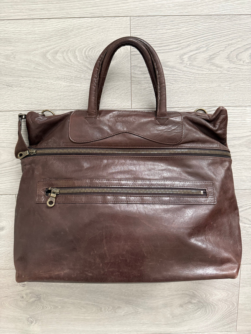 Sicons Armani 1980s Brown Leather Top Handle Shoulder Bag