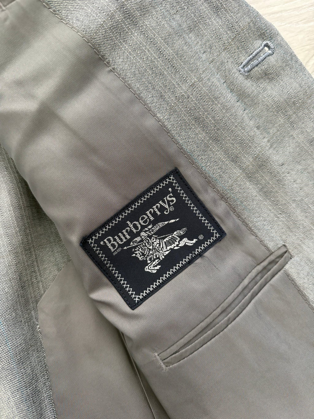 Burberry 1990s 2B Wool Check Grey Suit - Size S Jacket / 32" Waist