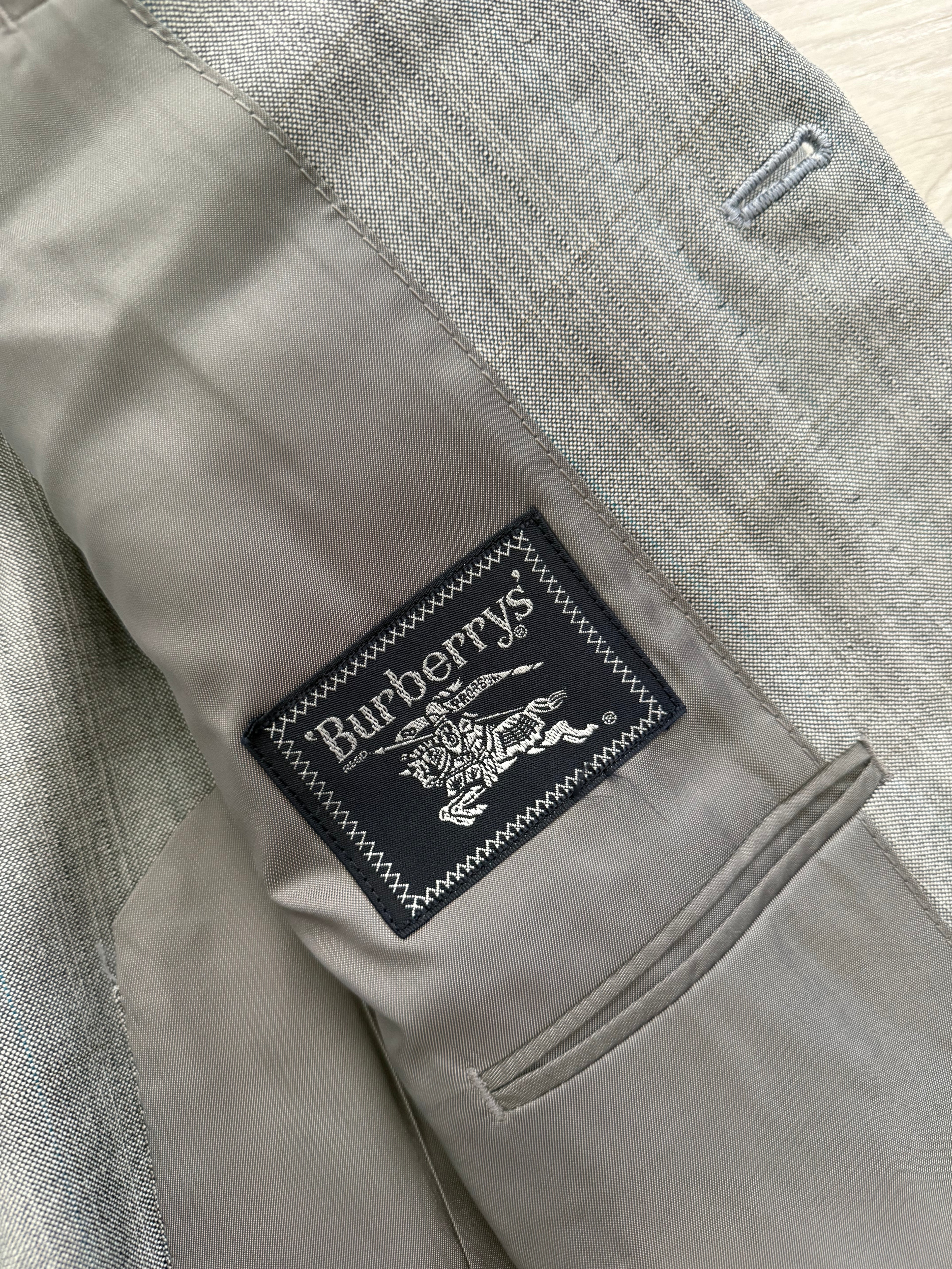 Burberry 1990s 2B Wool Check Grey Suit - Size S Jacket / 32" Waist