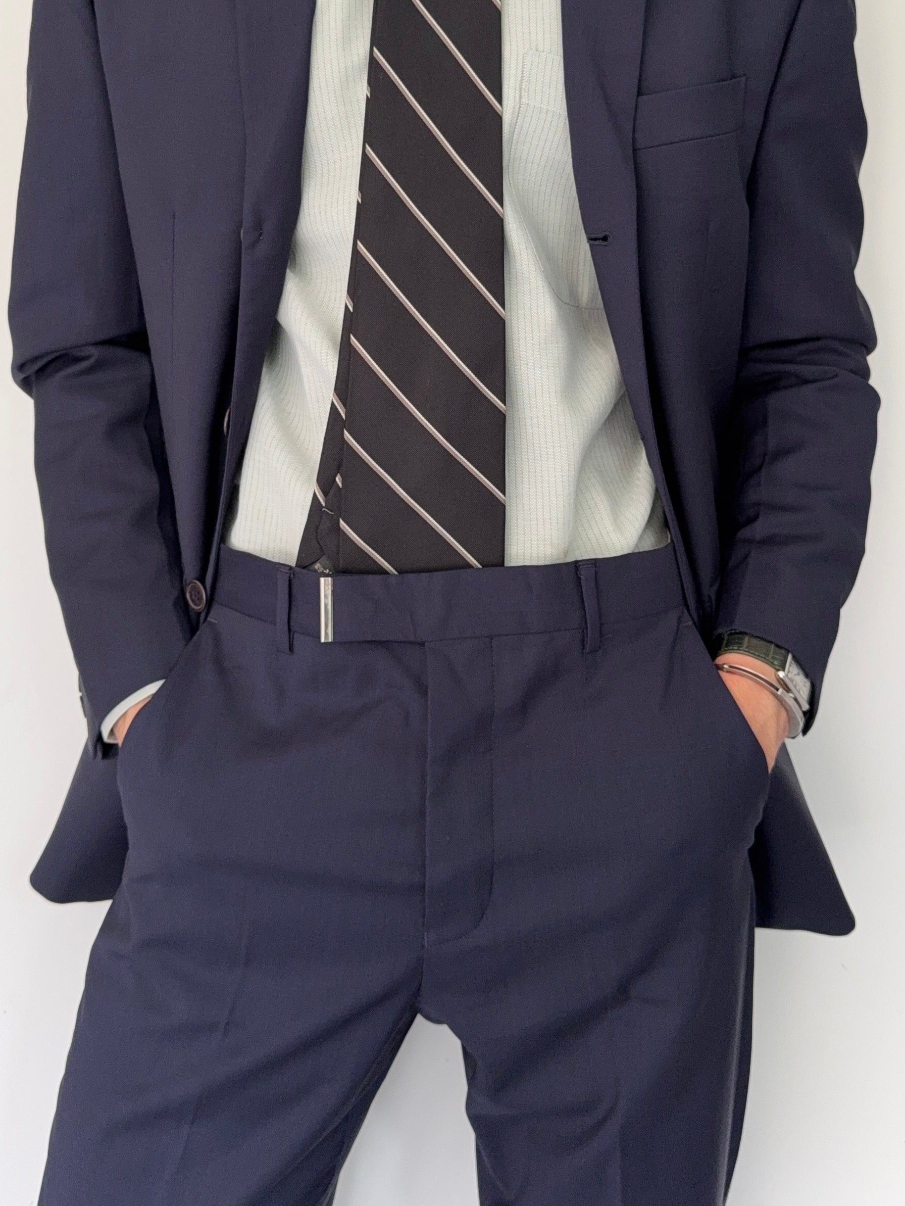 Helmut Lang 1999 Metal Tab 3B Navy Wool Suit - Size S Jacket / 30" Waist