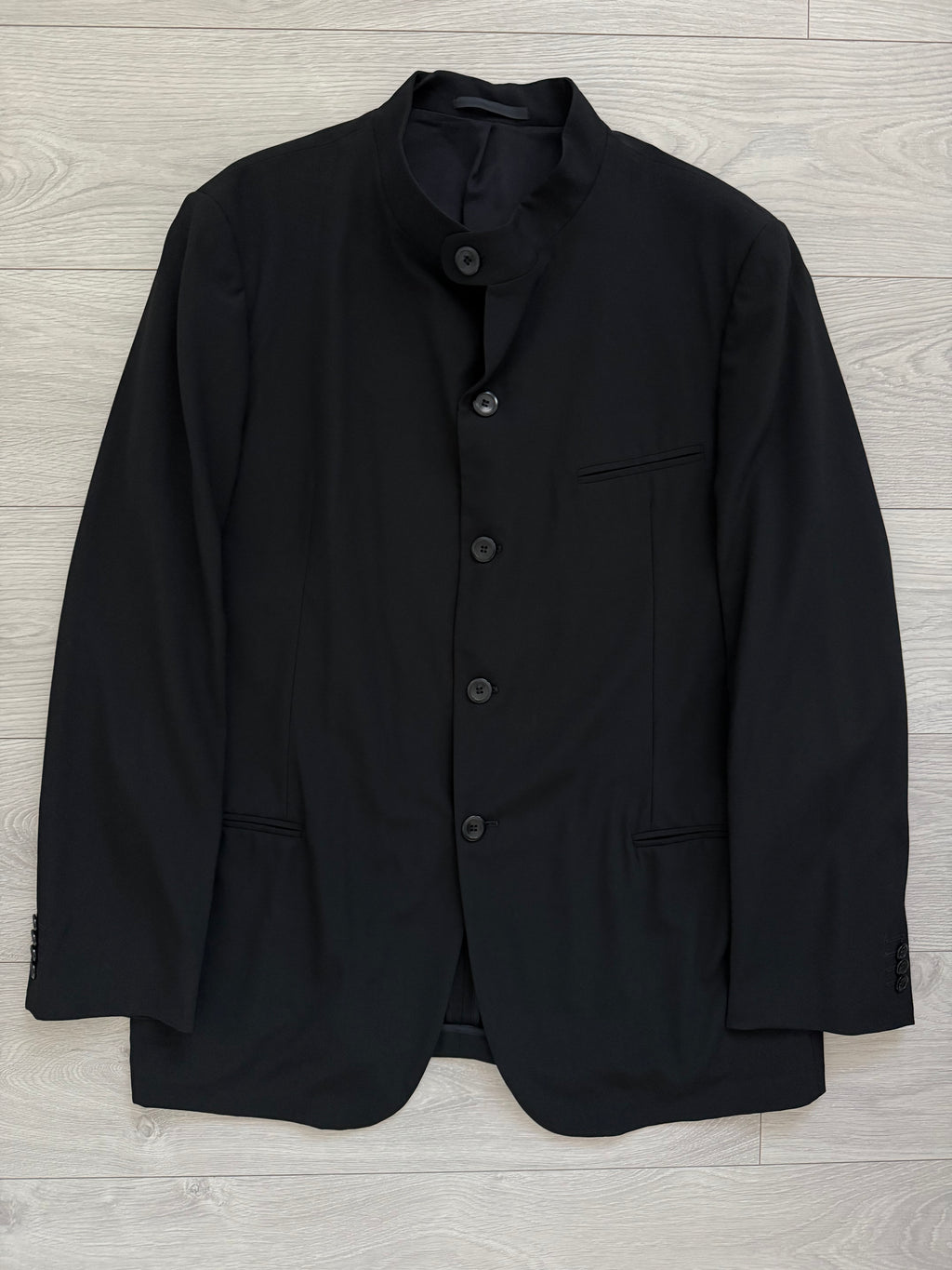Armani 1990s Nehru Collar Draped Wool Suit - Size XXL Jacket / 38" Waist